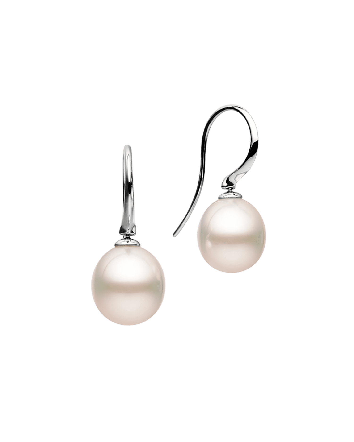 Keel Edge Pearl Earrings 11mm Oval Pearls and White Gold