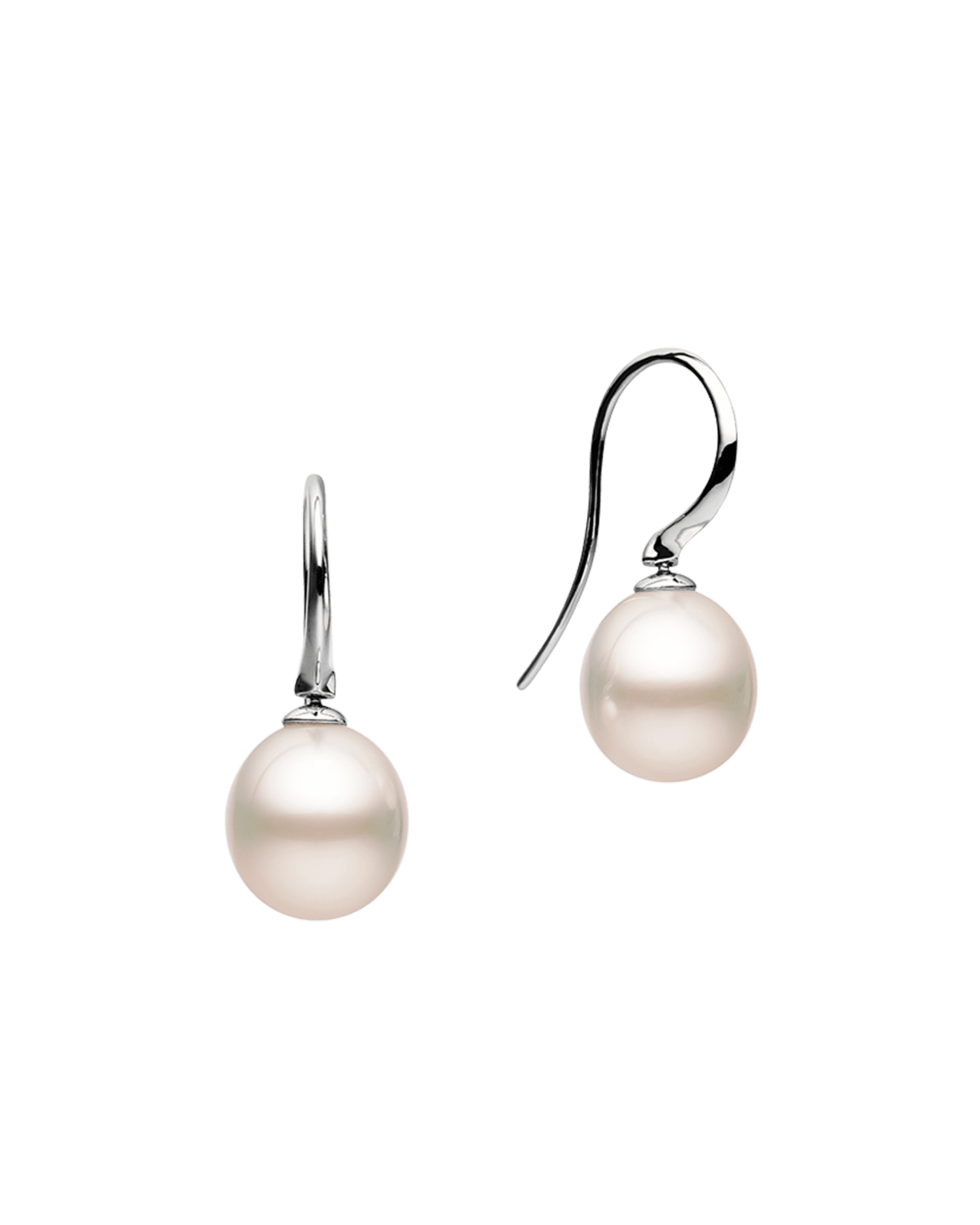 11mm Oval Drop Pearl Shepherd Hook Earrings White Gold C18E42WPO11