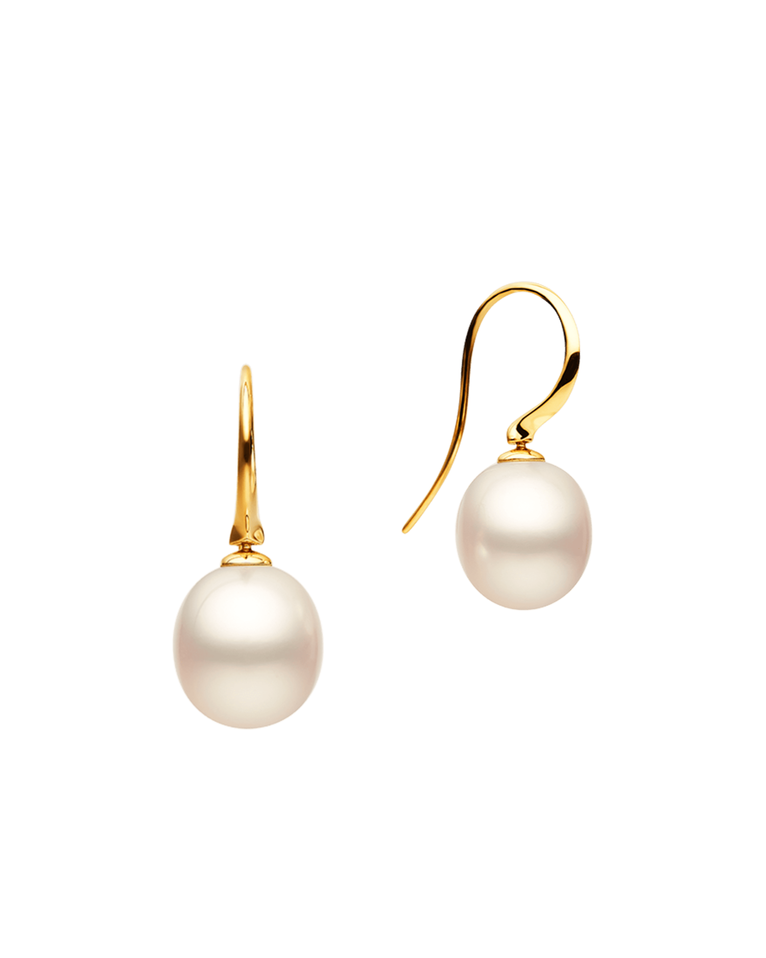 Keel Edge Pearl Earrings | 11mm Oval Pearls and Yellow Gold 1
