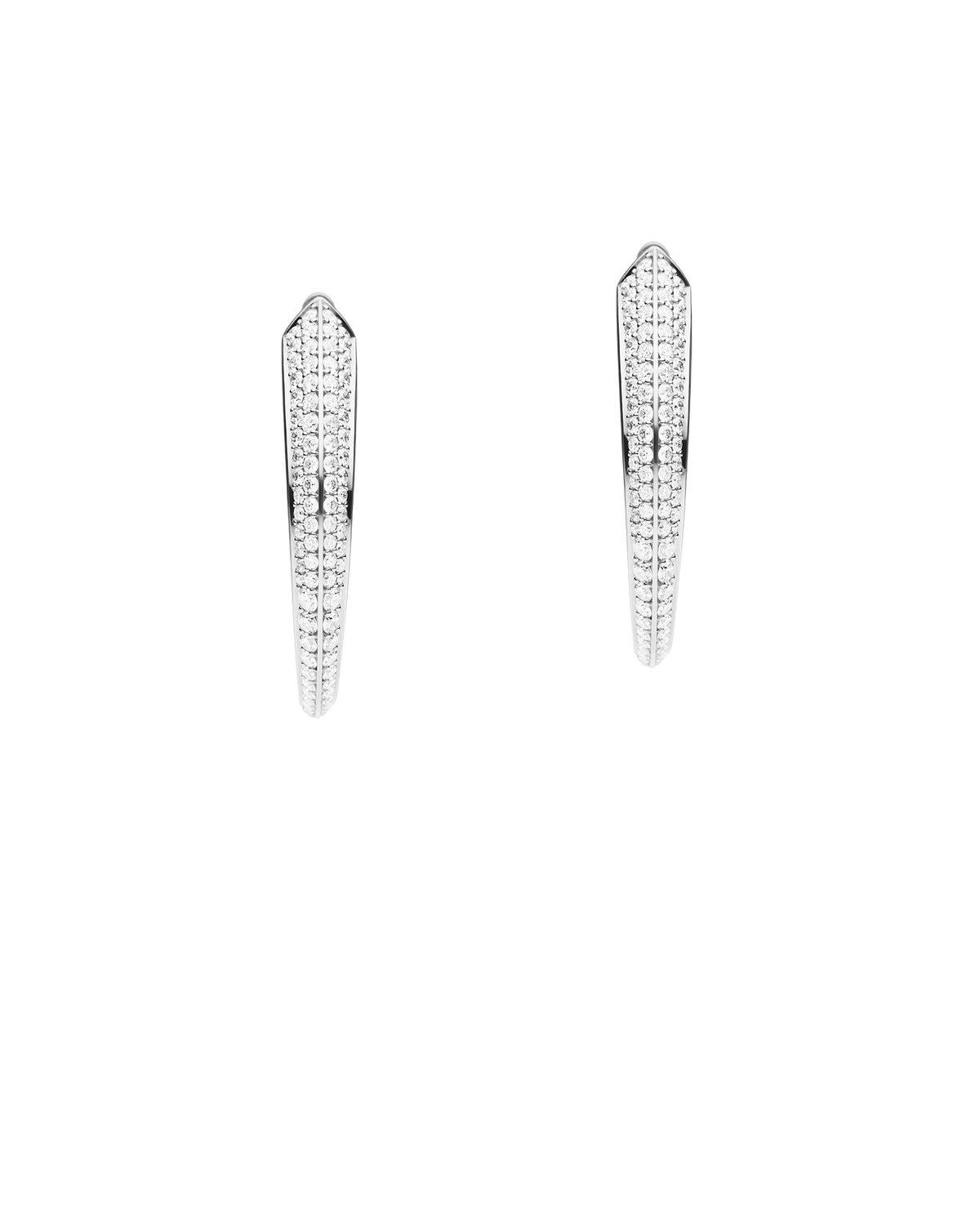 Diamond Keel Edge Extra Large Hoop Earrings | Diamonds and White Gold