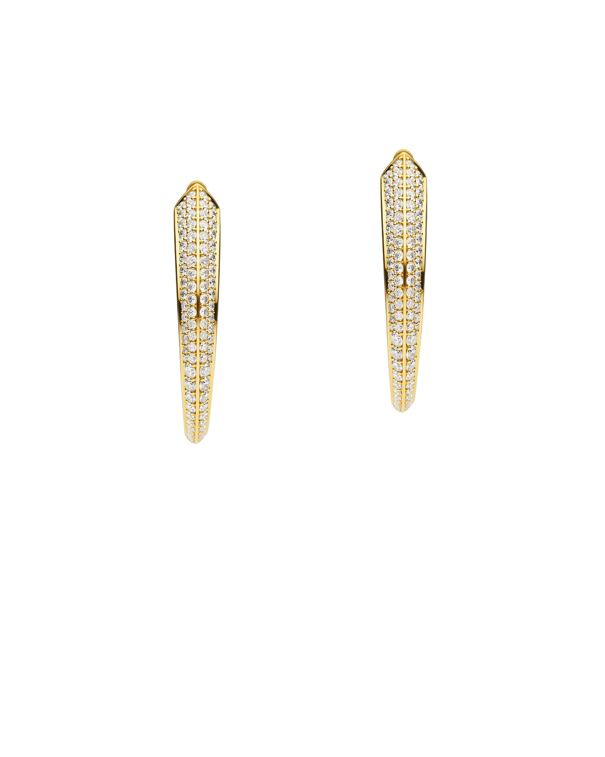 Diamond Keel Edge Extra Large Hoop Earrings | Diamonds and Yellow Gold