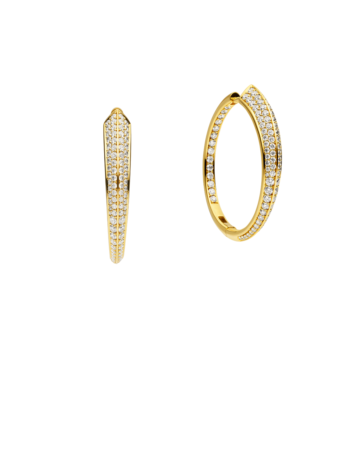 Diamond Keel Edge Extra Large Hoop Earrings | Diamonds and Yellow Gold