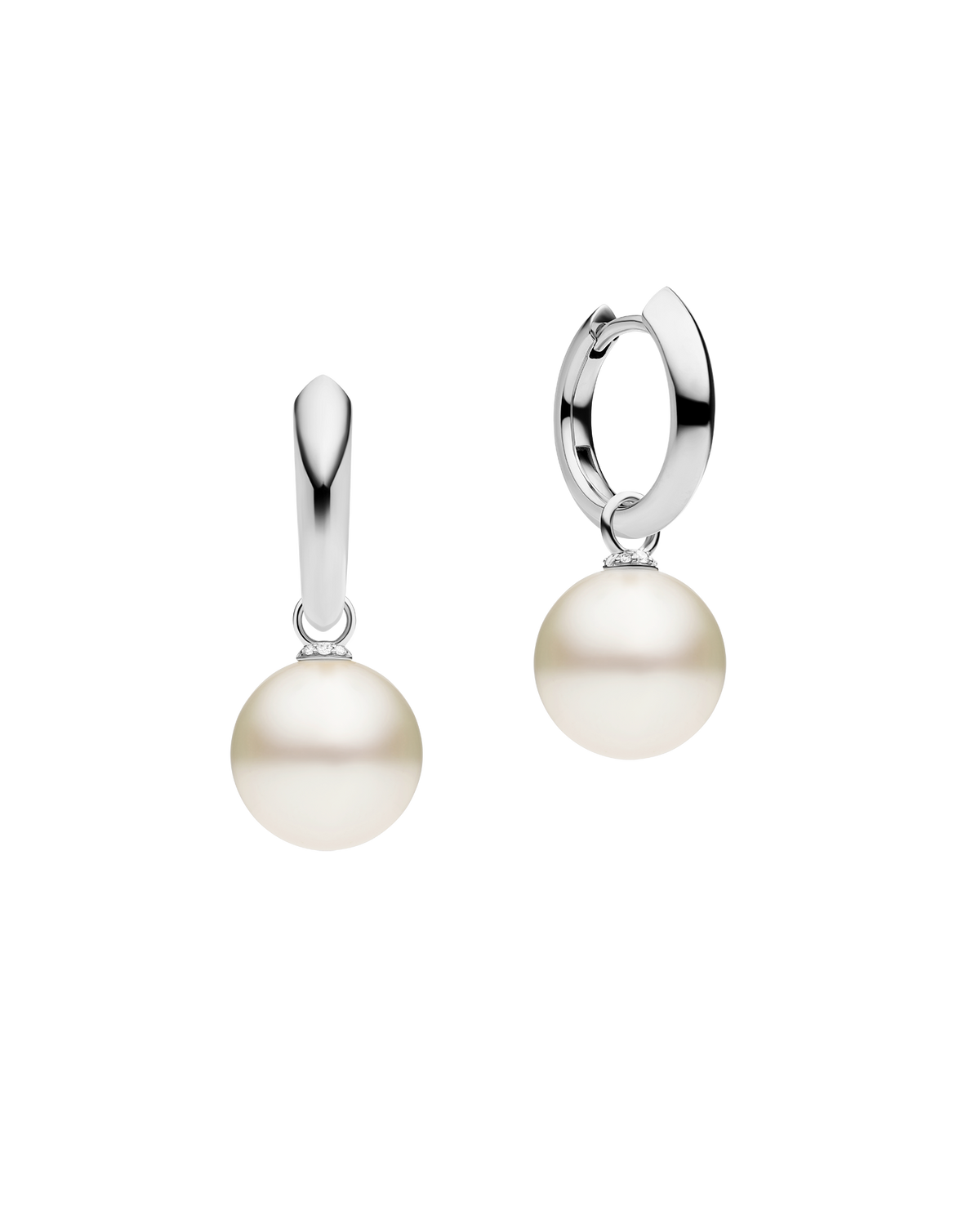 Keel Edge Pearls My Way Small Hoop Earrings | 12mm Round Pearls and White Gold