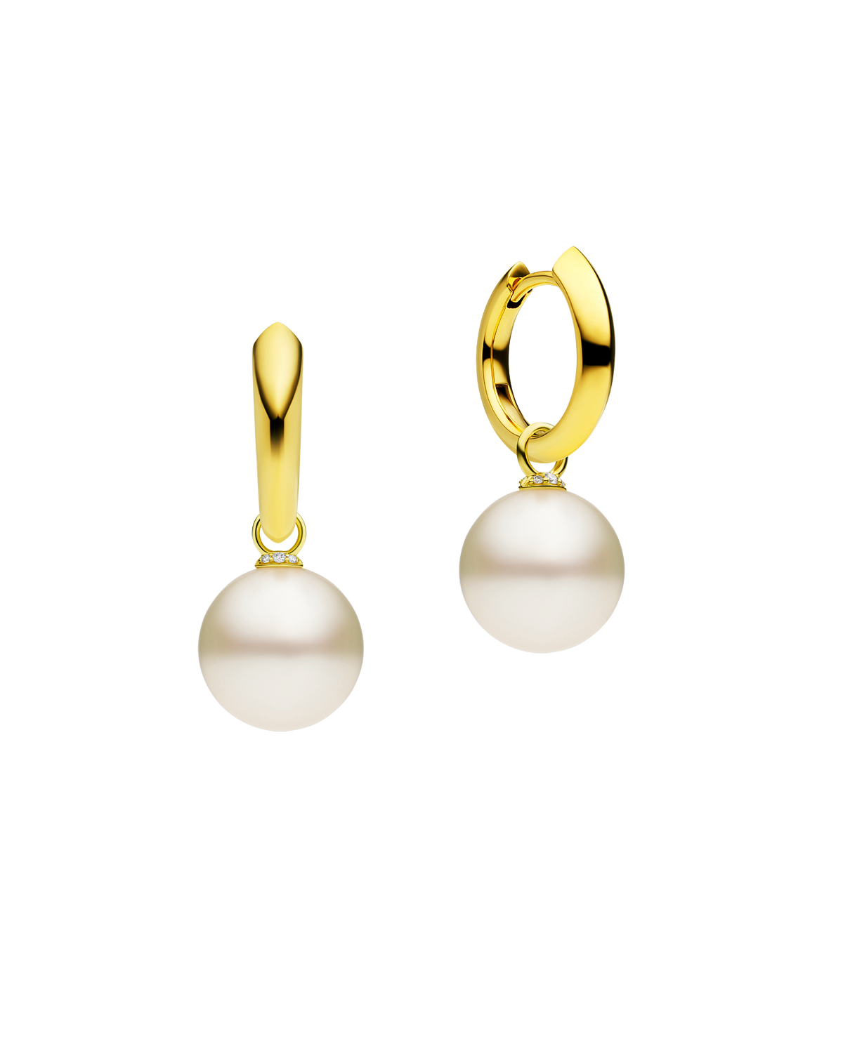 Keel Edge Pearls My Way Small Hoop Earrings | 12mm Oval Pearls and Yellow Gold