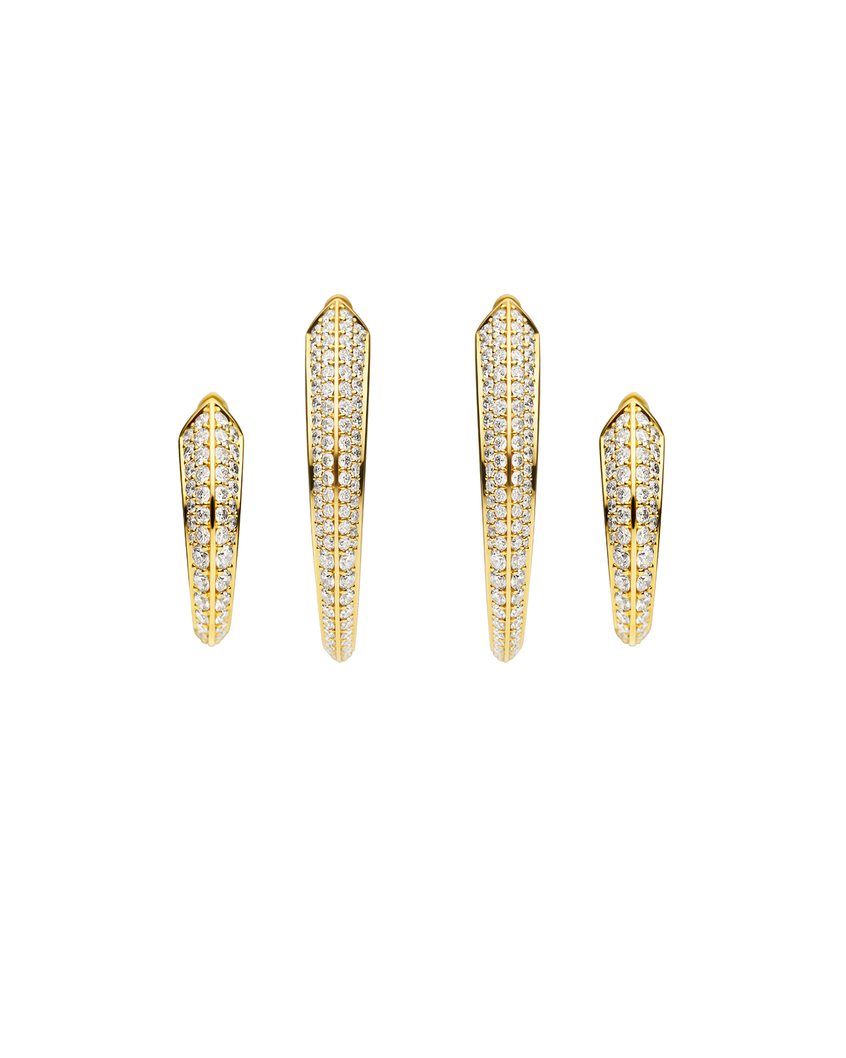 Diamond Keel Edge Extra Large Hoop Earrings | Diamonds and Yellow Gold