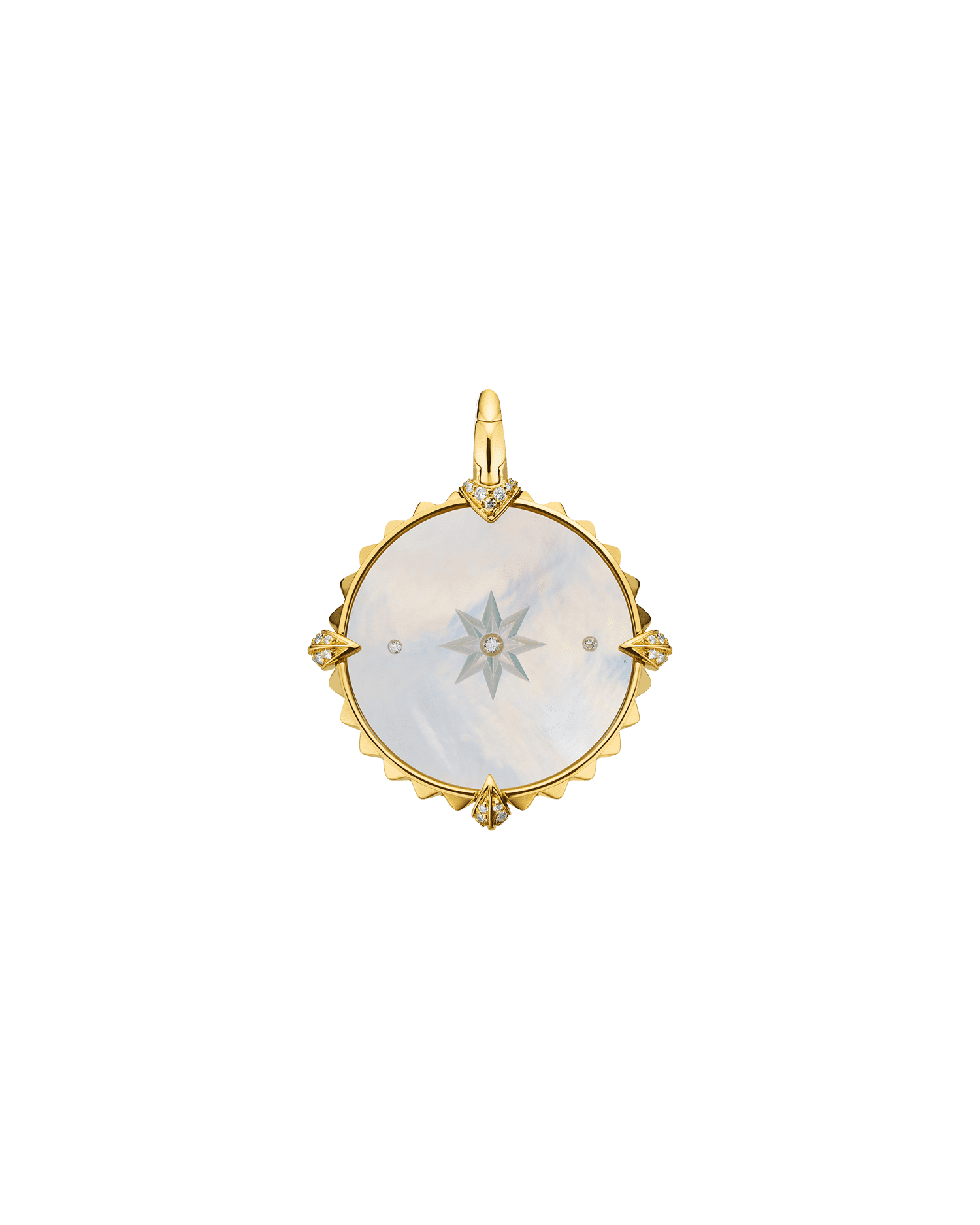 Aquarius Coin Charm | Mother of Pearl, Diamonds, and Yellow Gold 2