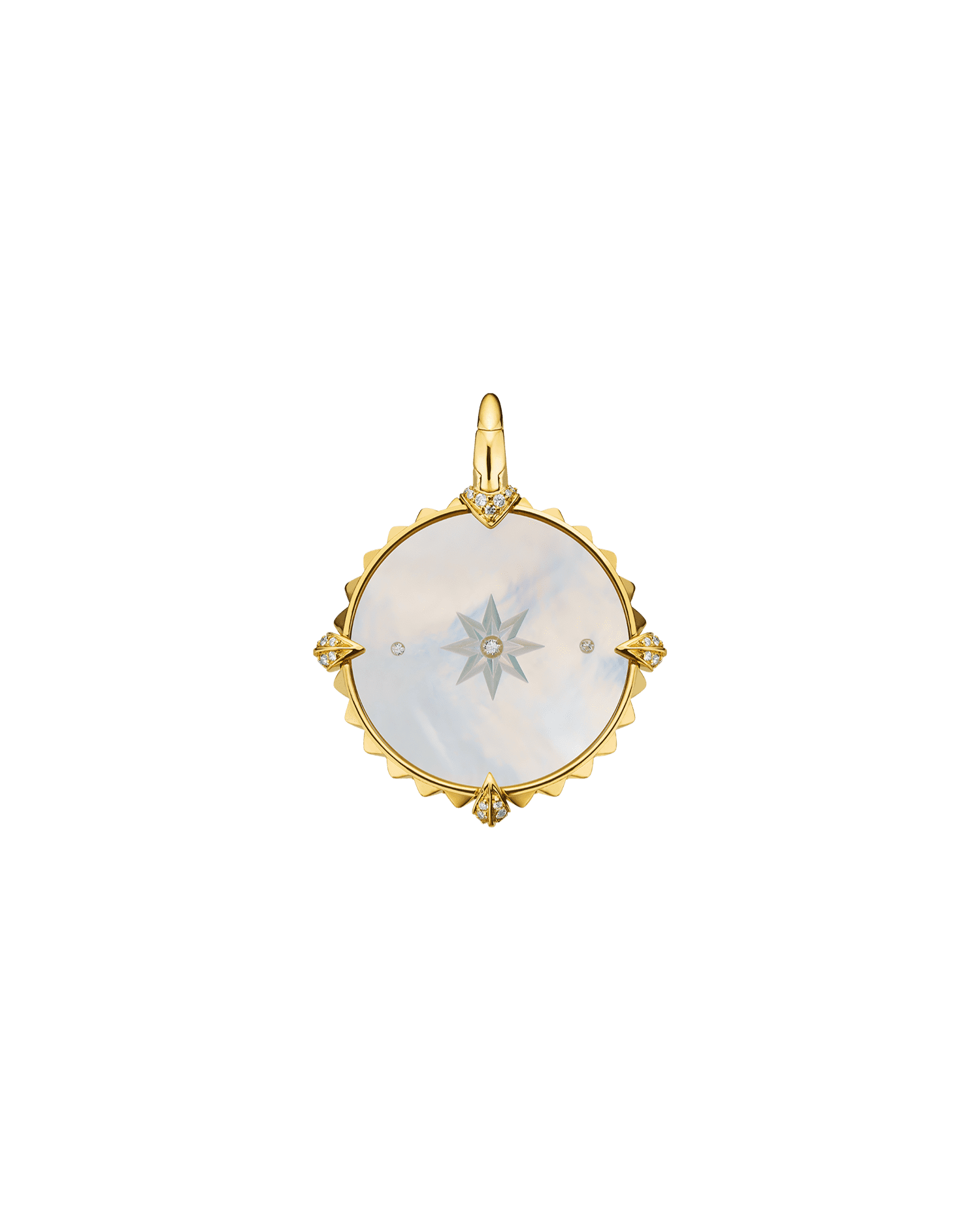 Aries Coin Charm | Mother of Pearl, Diamonds, and Yellow Gold 2