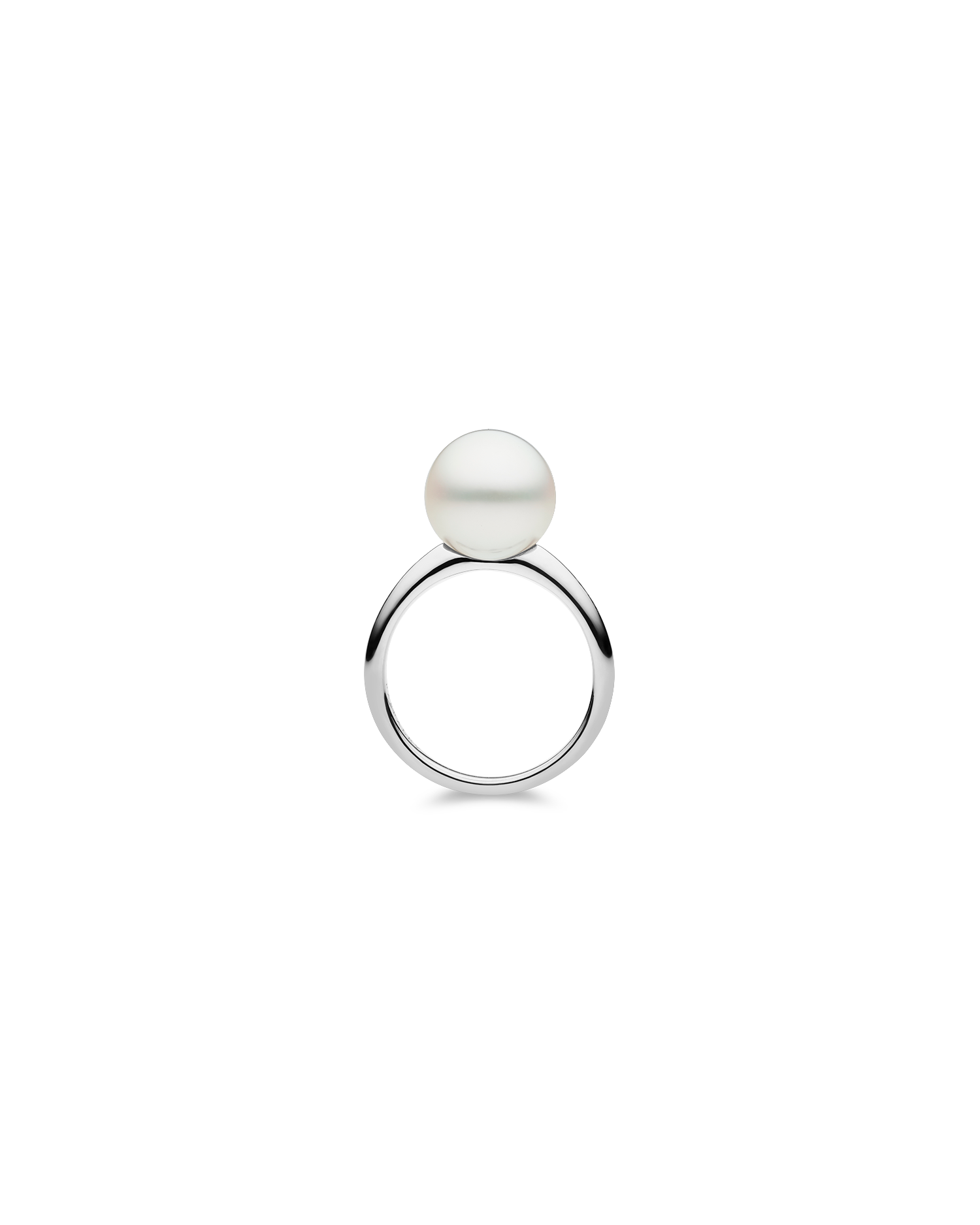 Bianca Pearl Ring in White Gold | 10mm Semi-Round Pearl, Diamonds, and White Gold