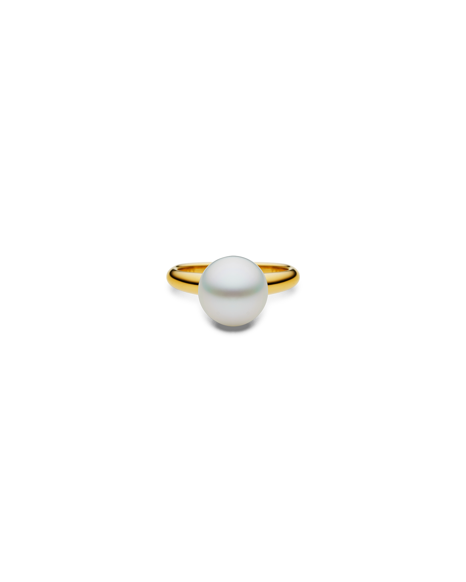 Bianca Pearl Ring in Yellow Gold | 10mm Semi-Round Pearl, Diamonds, and Yellow Gold