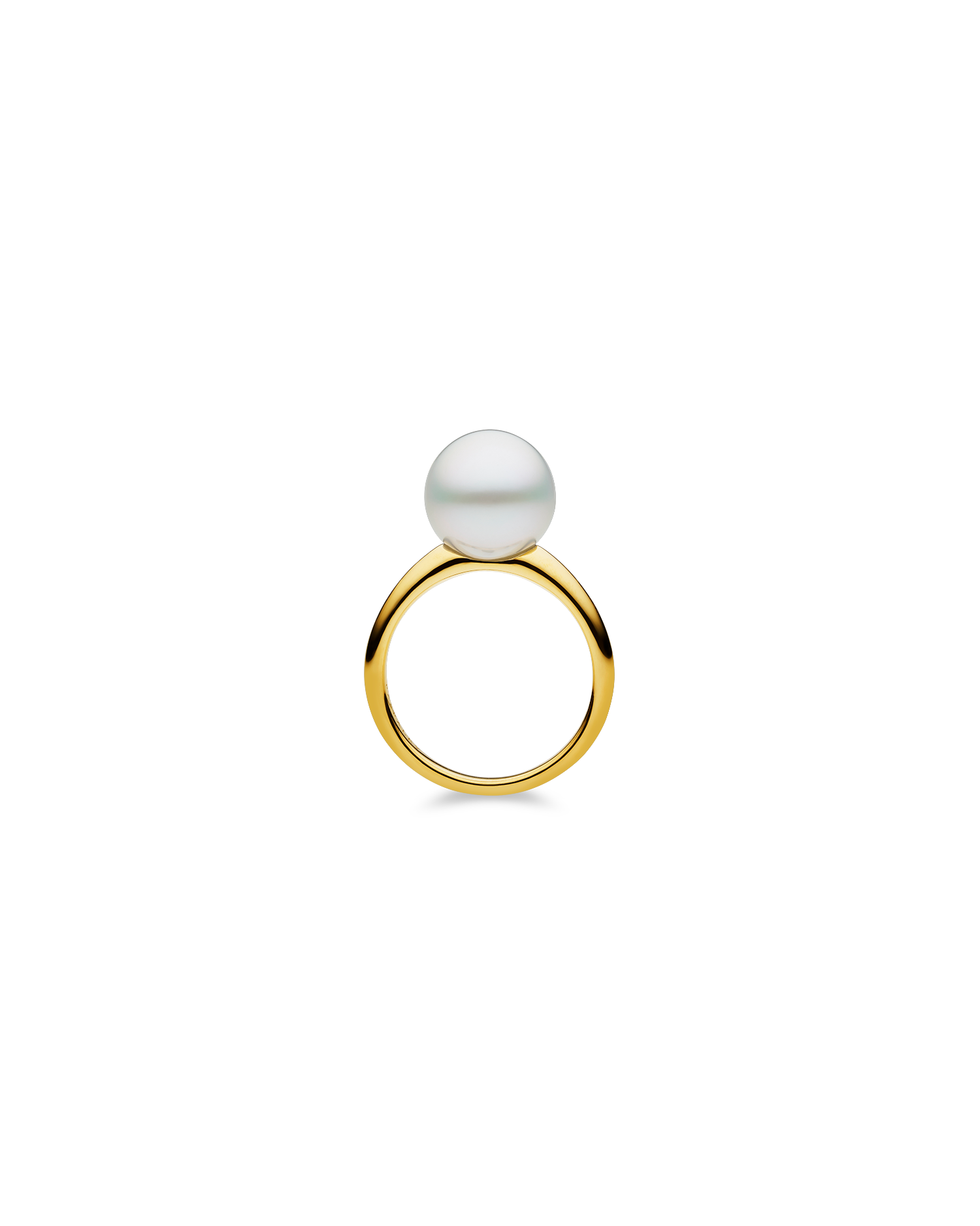 Bianca Pearl Ring in Yellow Gold | 10mm Semi-Round Pearl, Diamonds, and Yellow Gold
