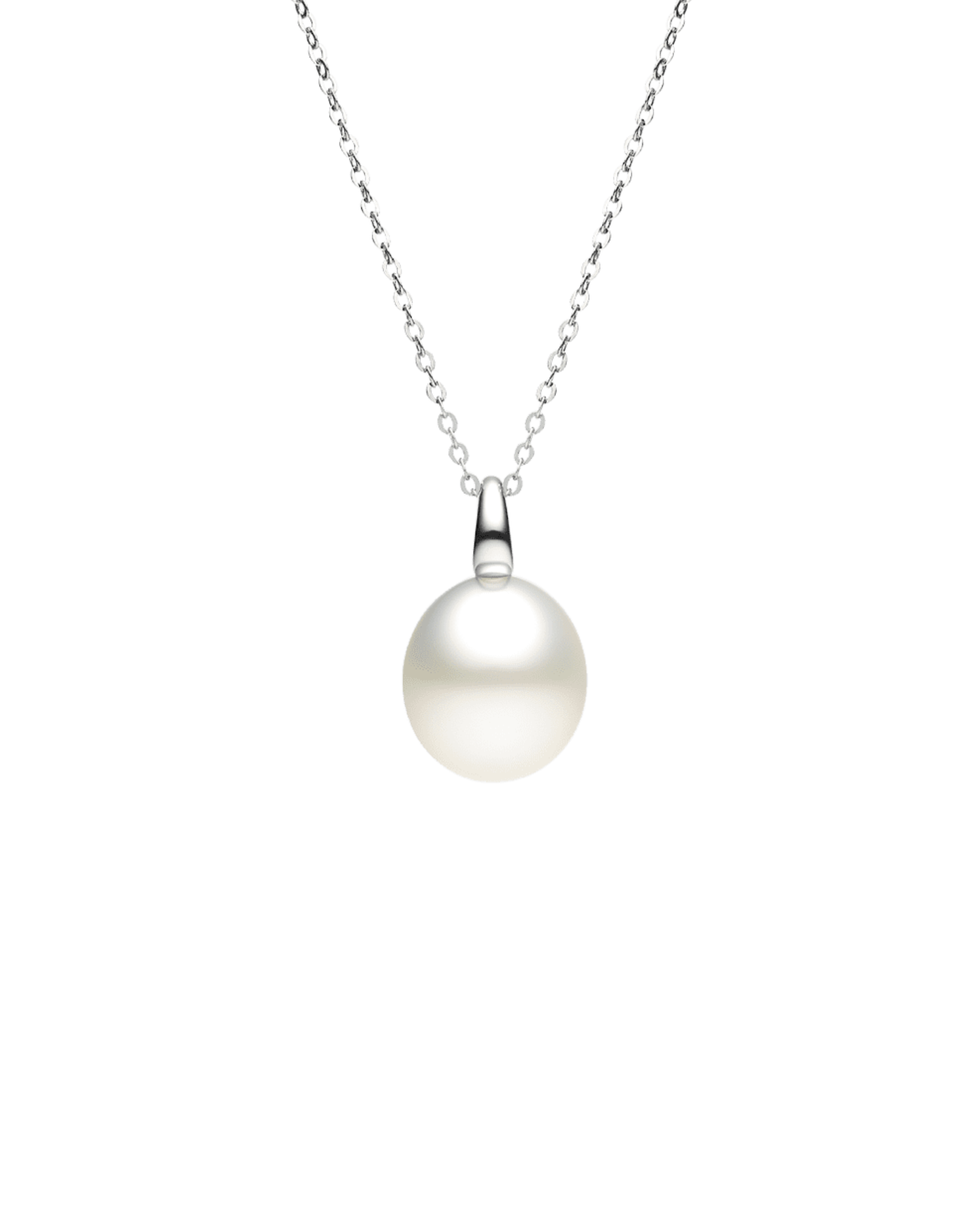 Bianca Pearl Pendant | 12mm Oval Pearl and White Gold 1