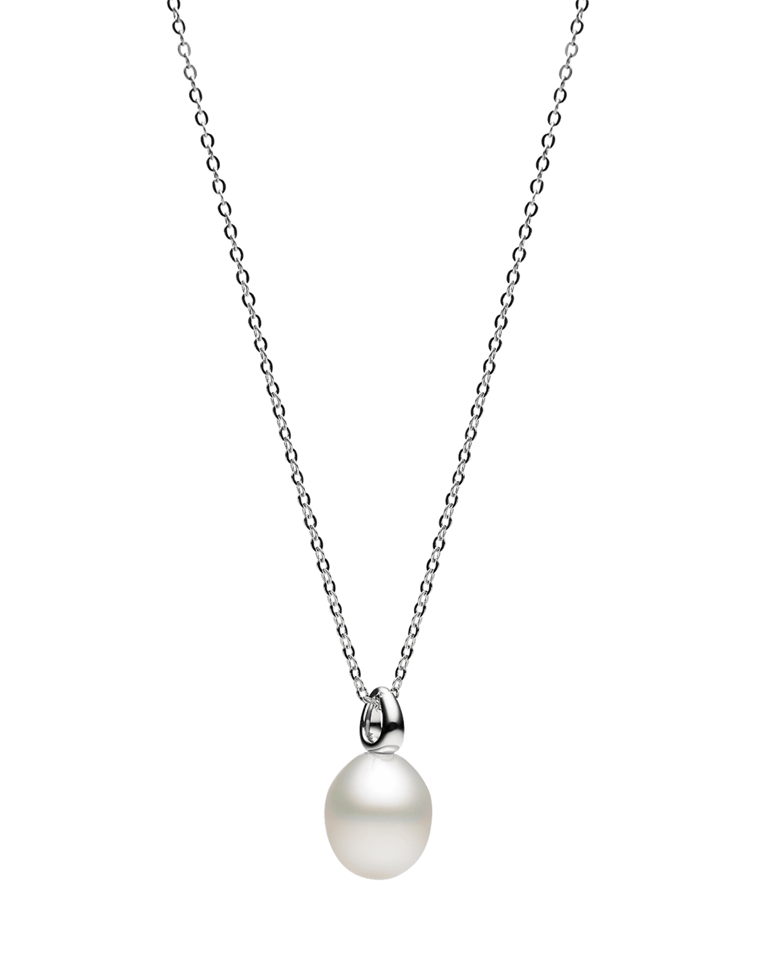Bianca Pearl Pendant | 12mm Oval Pearl and White Gold 2