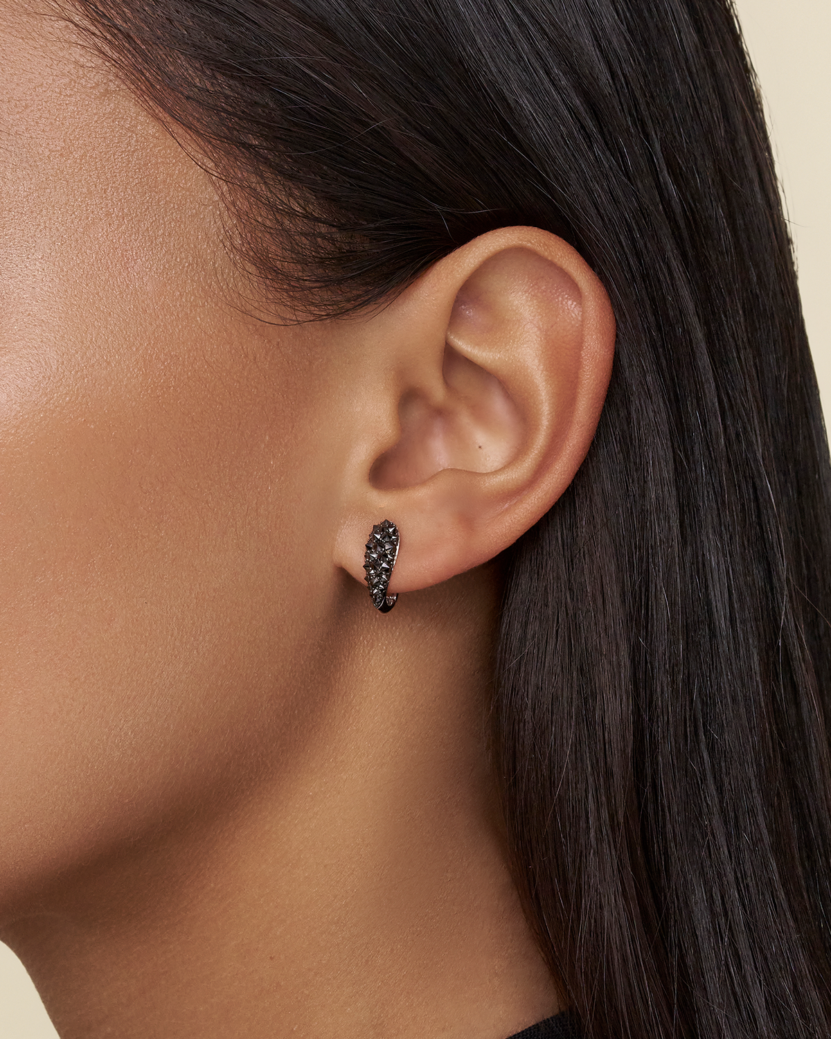 Black Diamond Touchstone Horseshoe Earrings Black Diamonds and white gold on body c16e13w