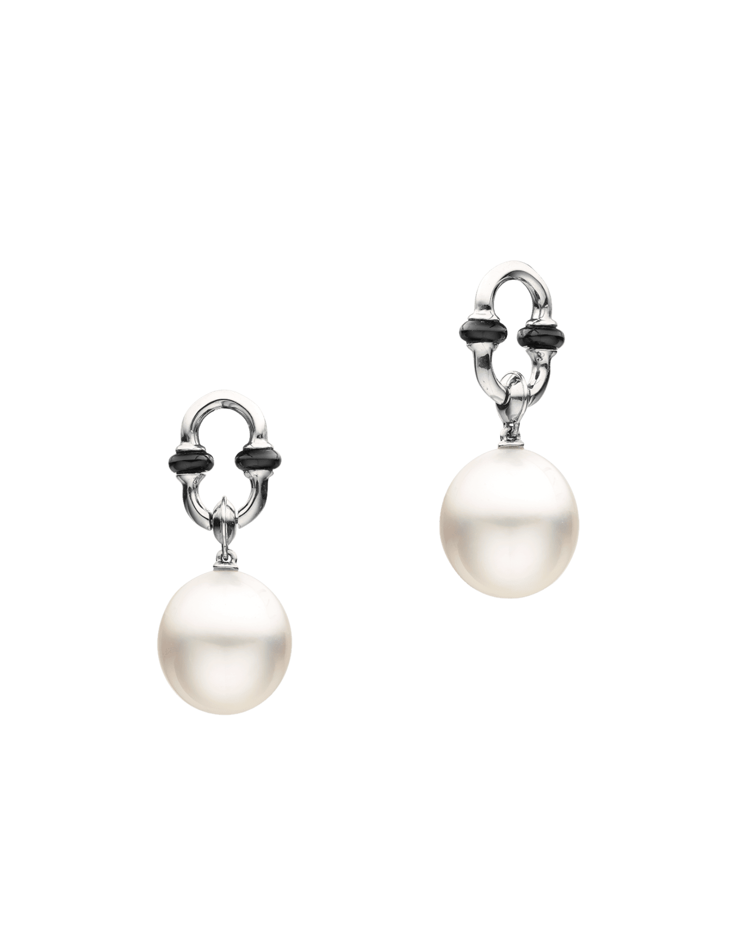 Black Spinel Anchor Link Pearl Earring Enhancers White Gold D24AE62WPO11