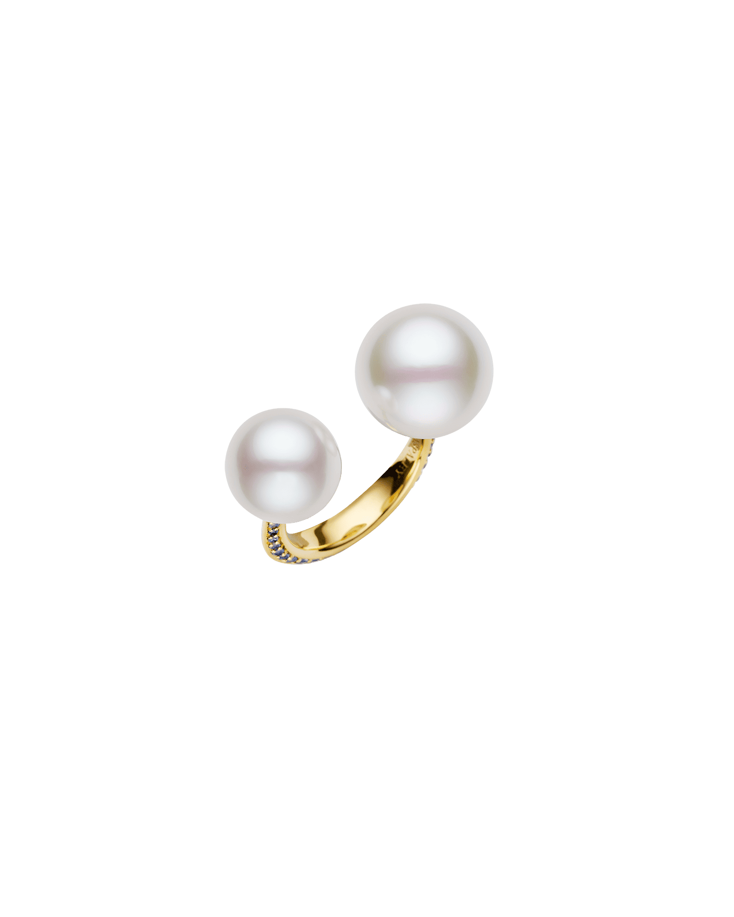 Blue Sapphire Double Pearl Split Ring H24R53YPB11