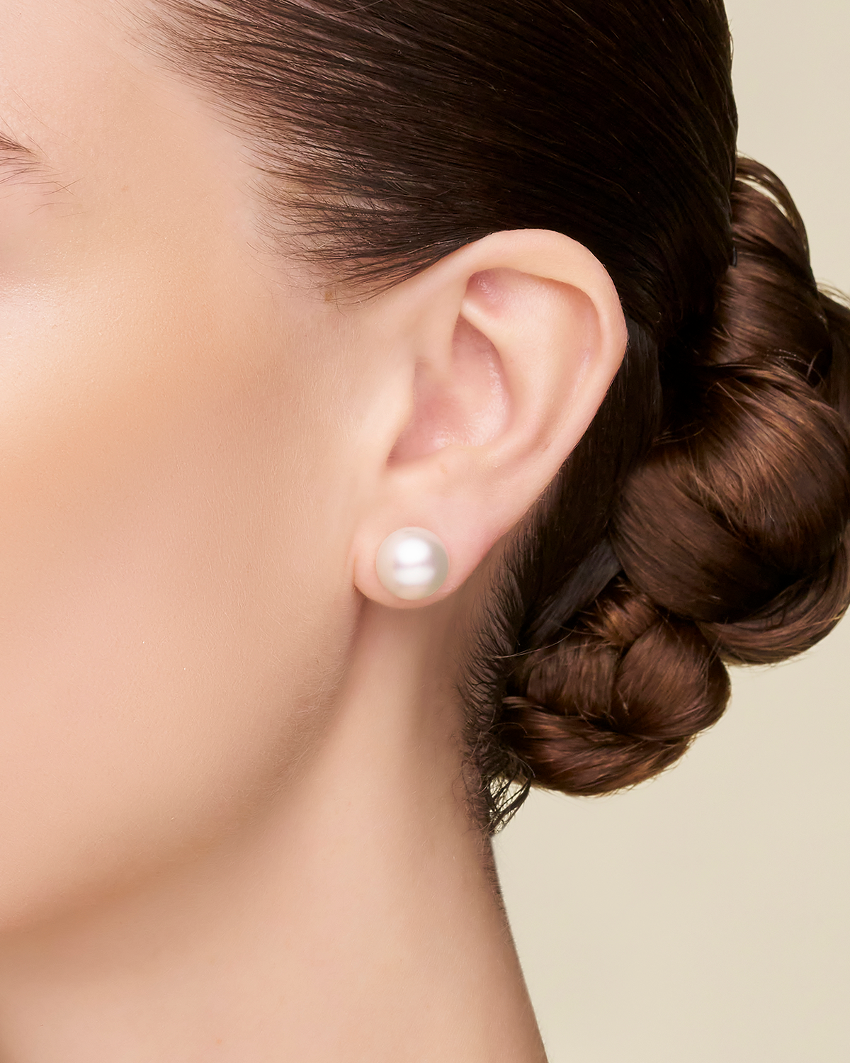 Semi-Round Pearl Stud Earrings | Semi-Round Pearls and Yellow Gold