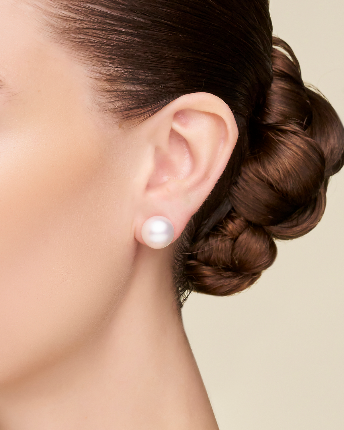 Semi-Round Pearl Stud Earrings | Semi-Round Pearls and Yellow Gold