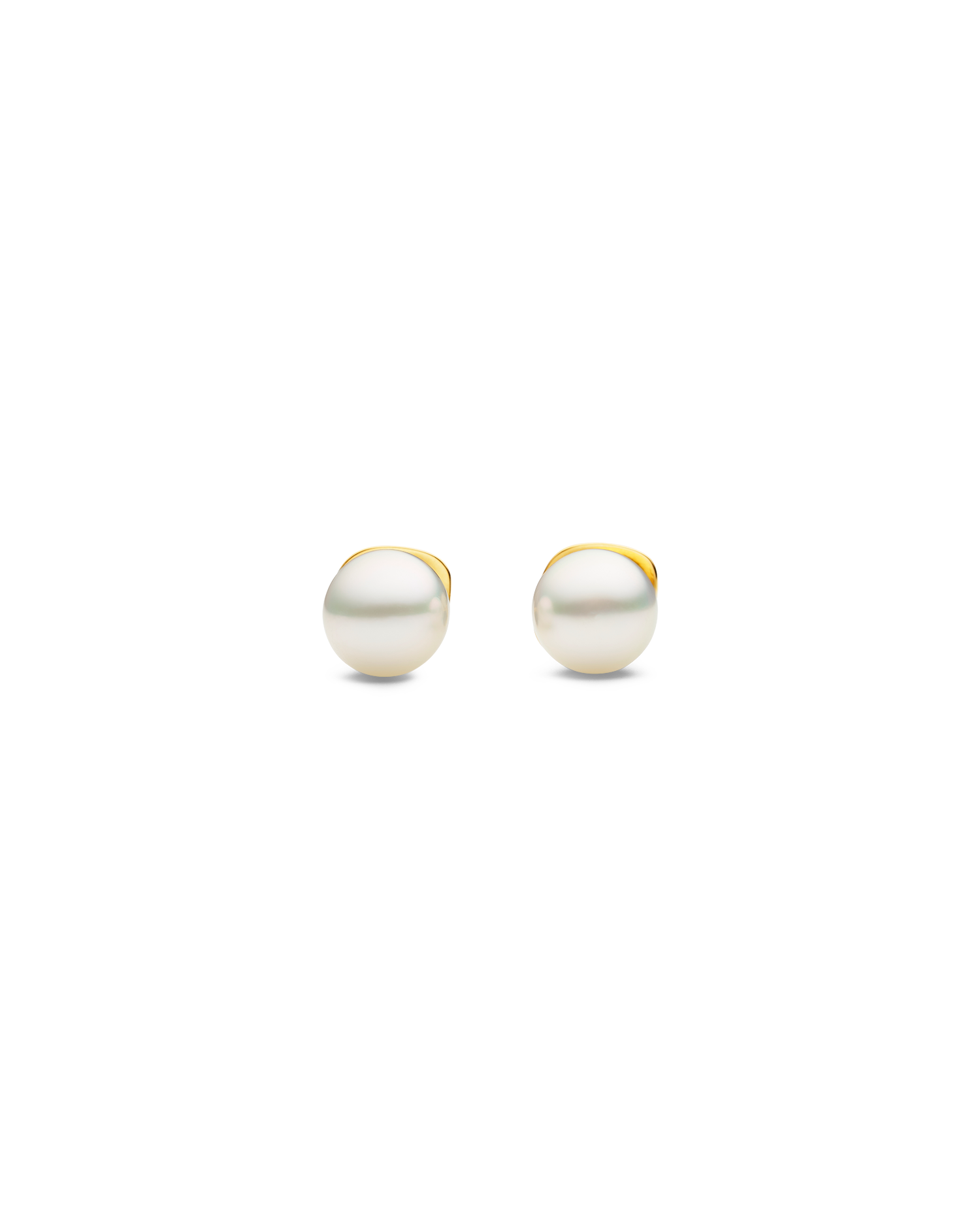 Button Pearl Stud Earrings | Button Pearls and Yellow Gold