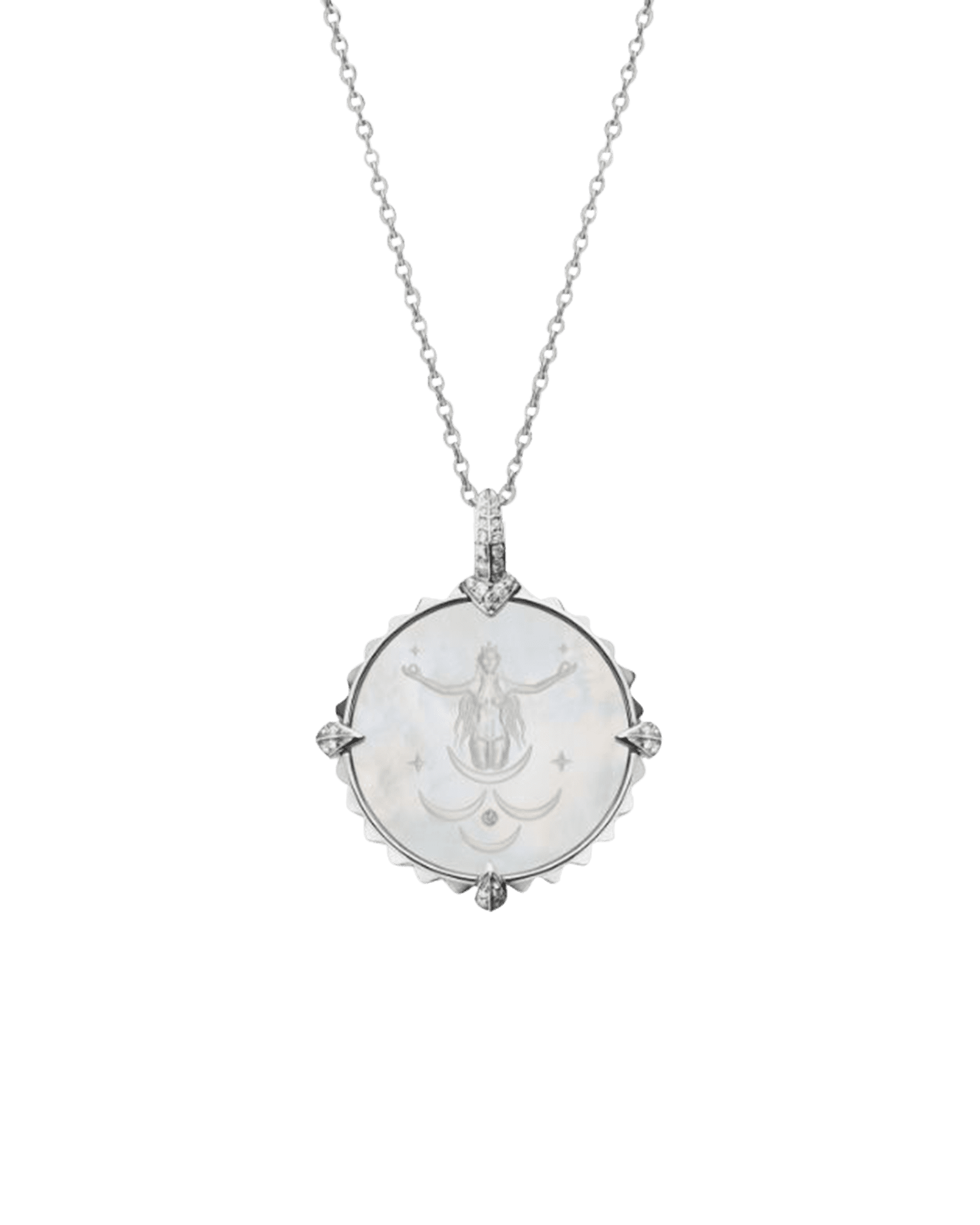 Cancer Coin Charm | Mother of Pearl, Diamonds, and White Gold 3