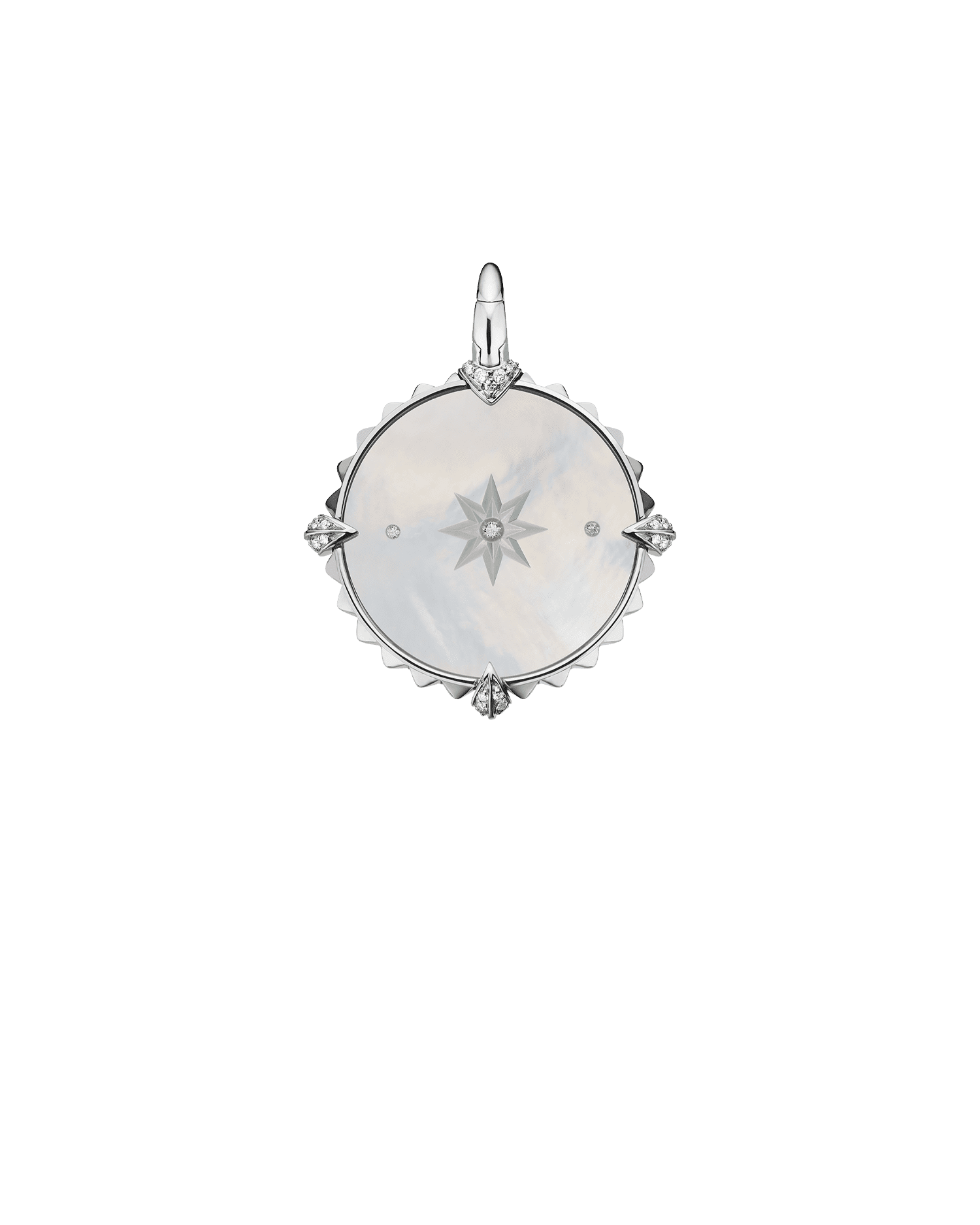 Cancer Coin Charm | Mother of Pearl, Diamonds, and White Gold 2