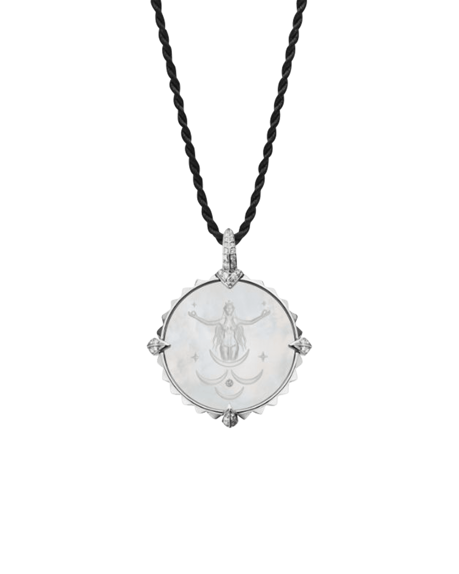 Cancer Coin Charm | Mother of Pearl, Diamonds, and White Gold 4