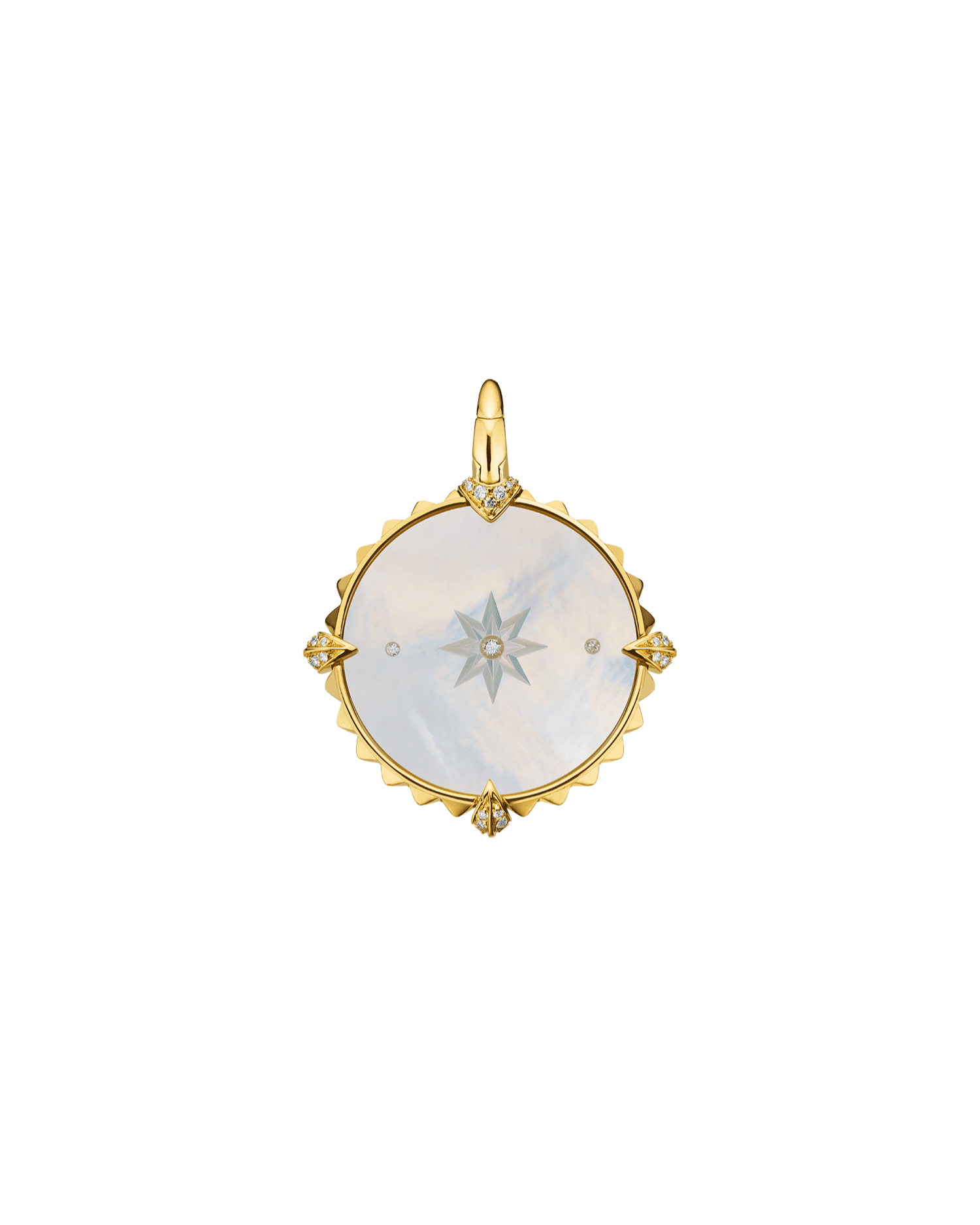 Cancer Coin Charm | Mother of Pearl, Diamonds, and Yellow Gold 2