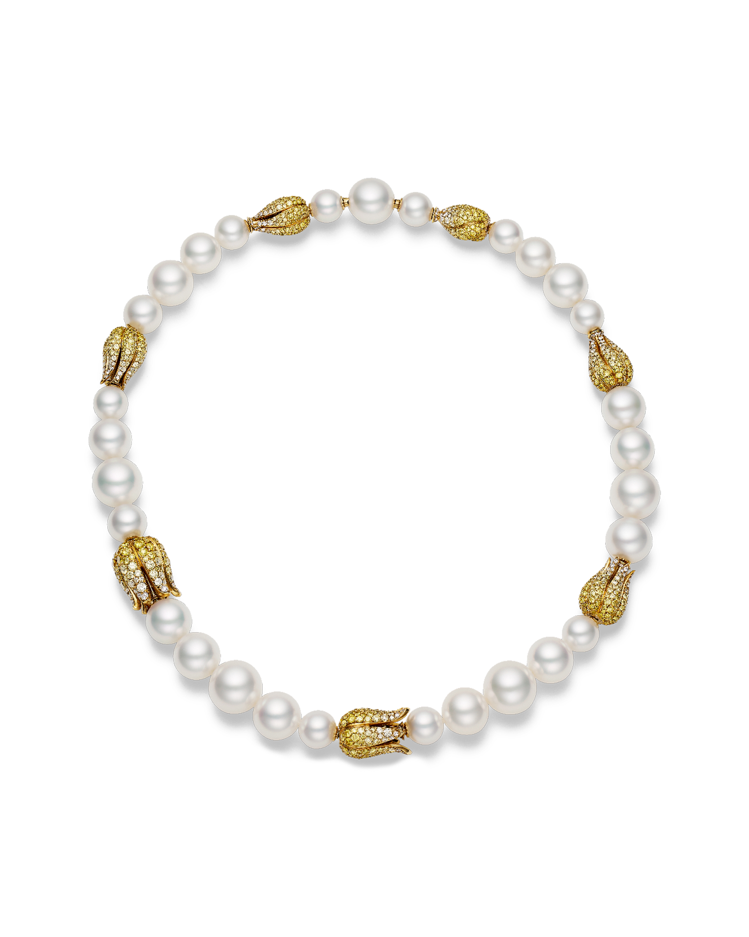 Cicada monsoon necklace 8-12mm round australian south sea pearls diamonds yellow gold y19n03ypr12