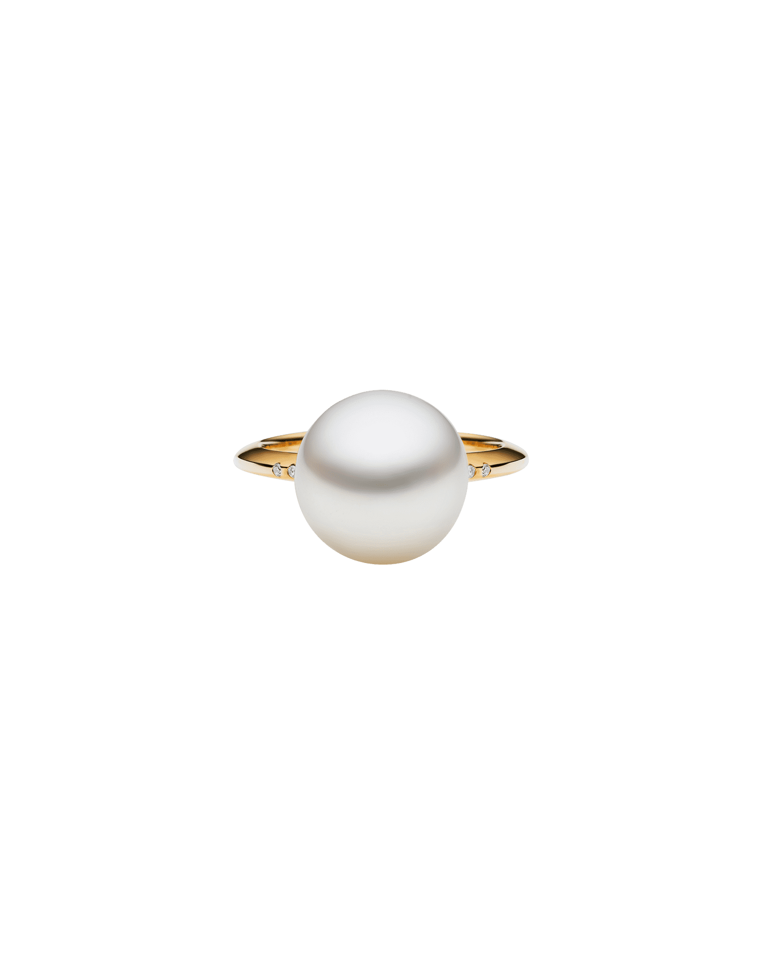 Classic Pearl Ring | 11mm Button Pearl, Diamonds, and Yellow Gold 3
