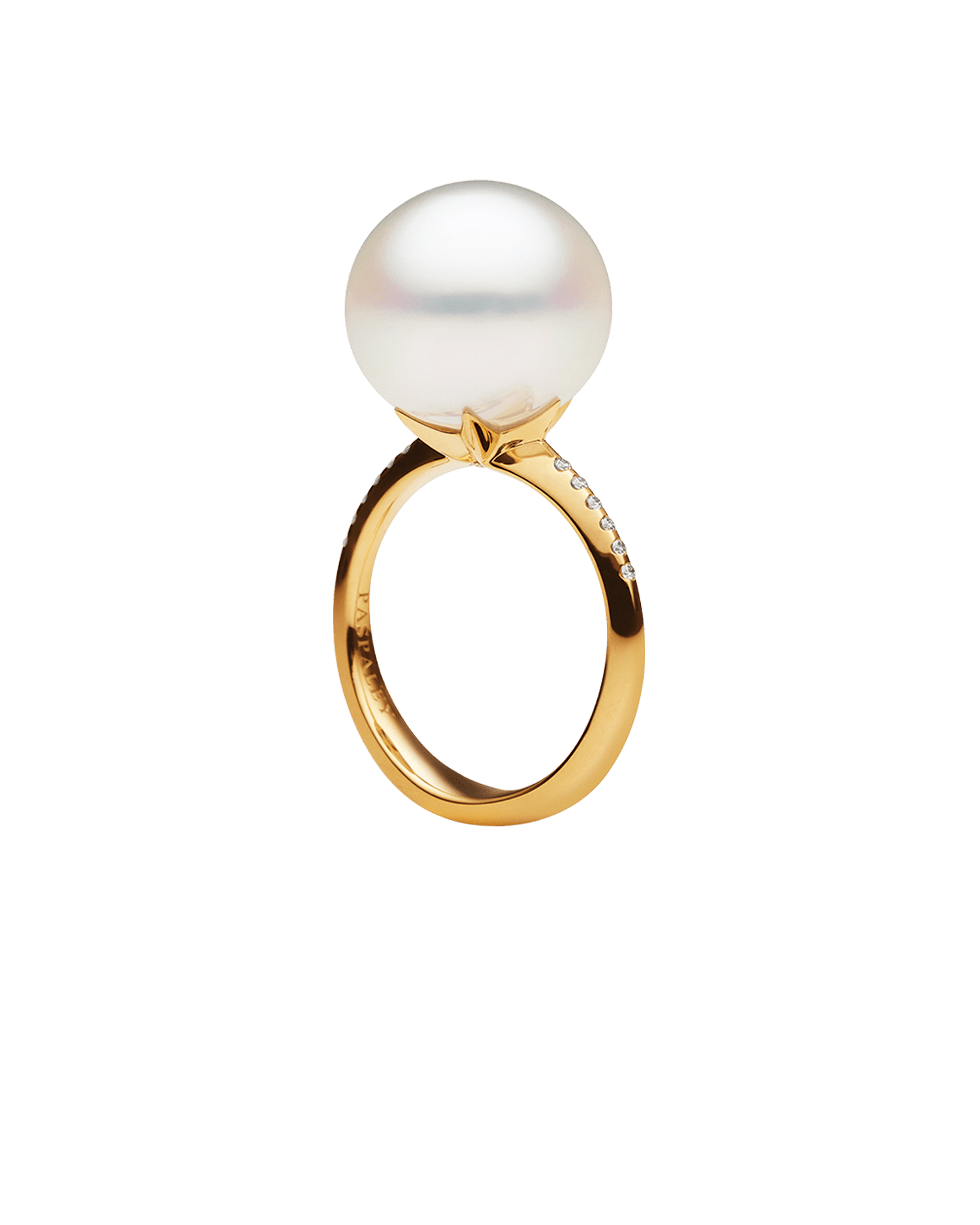 Classic Pearl Ring | 13mm Button Pearl, Diamonds, and Yellow Gold 2