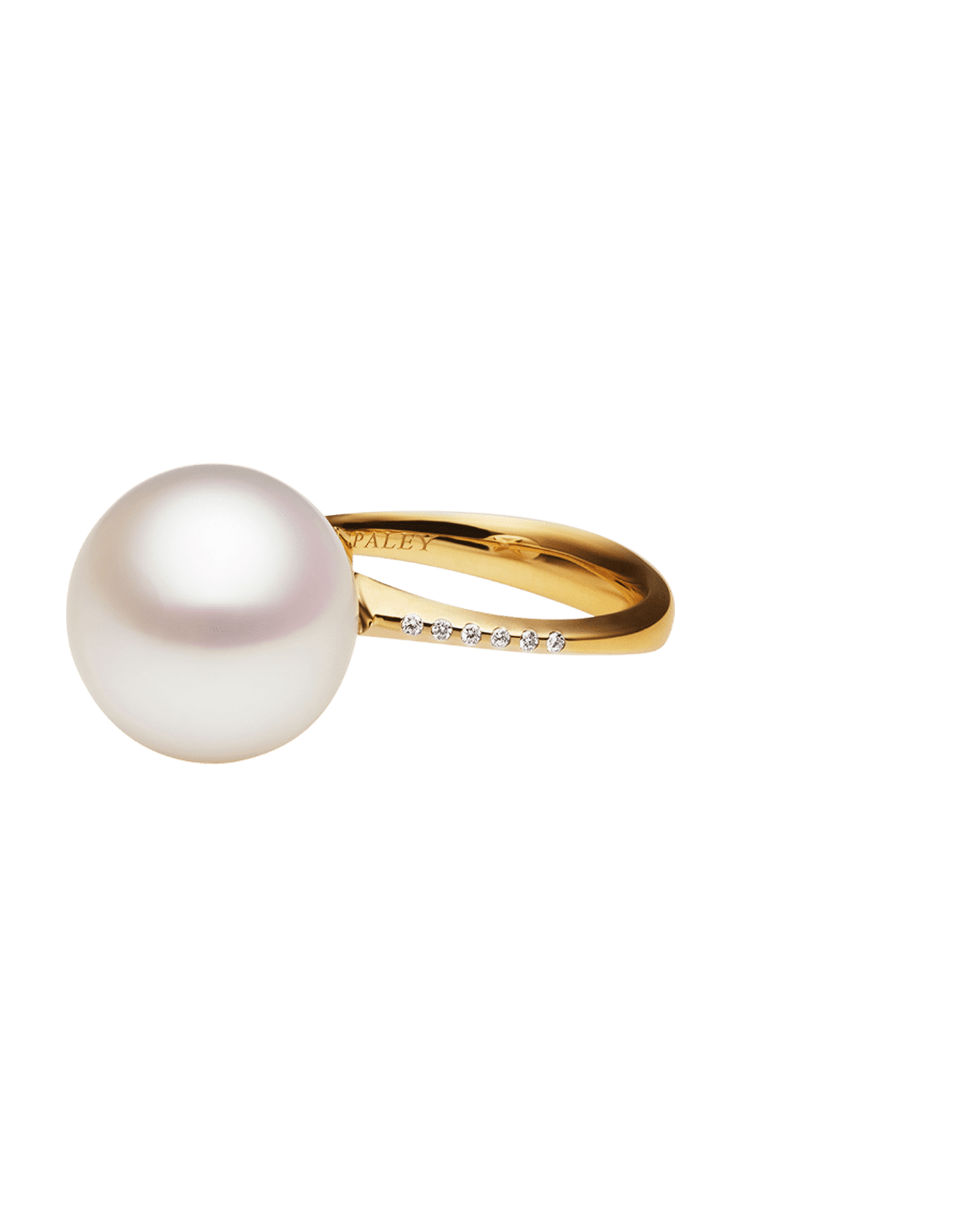 Classic Pearl Ring | 13mm Button Pearl, Diamonds, and Yellow Gold 3