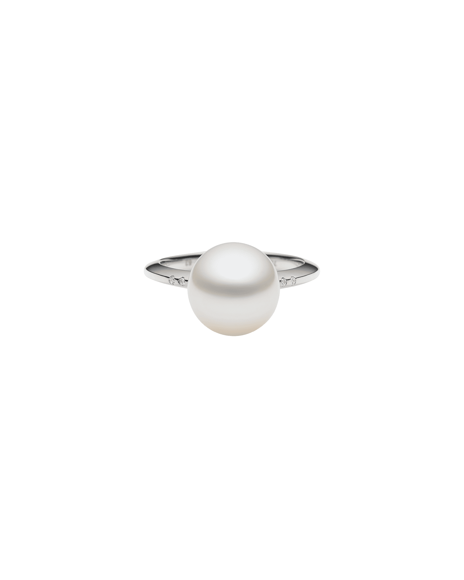 Classic Pearl Ring | 9mm Button Pearl, Diamonds, and White Gold 3