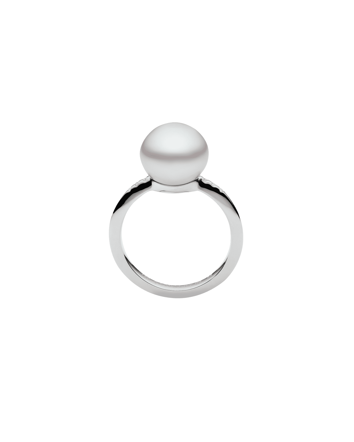 Classic Pearl Ring | 9mm Button Pearl, Diamonds, and White Gold 2