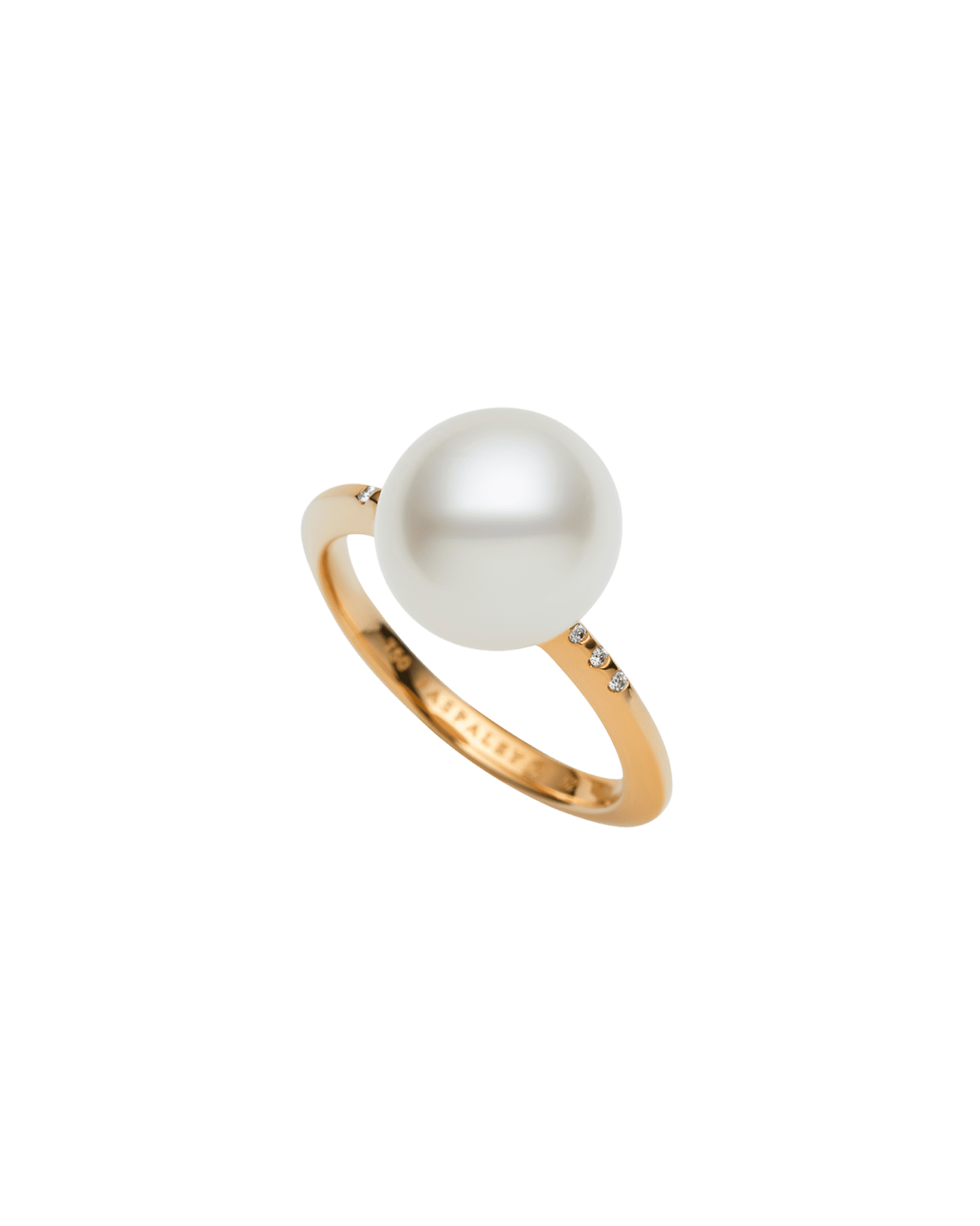 Classic Pearl Ring | 9mm Button Pearl, Diamonds, and Yellow Gold 1