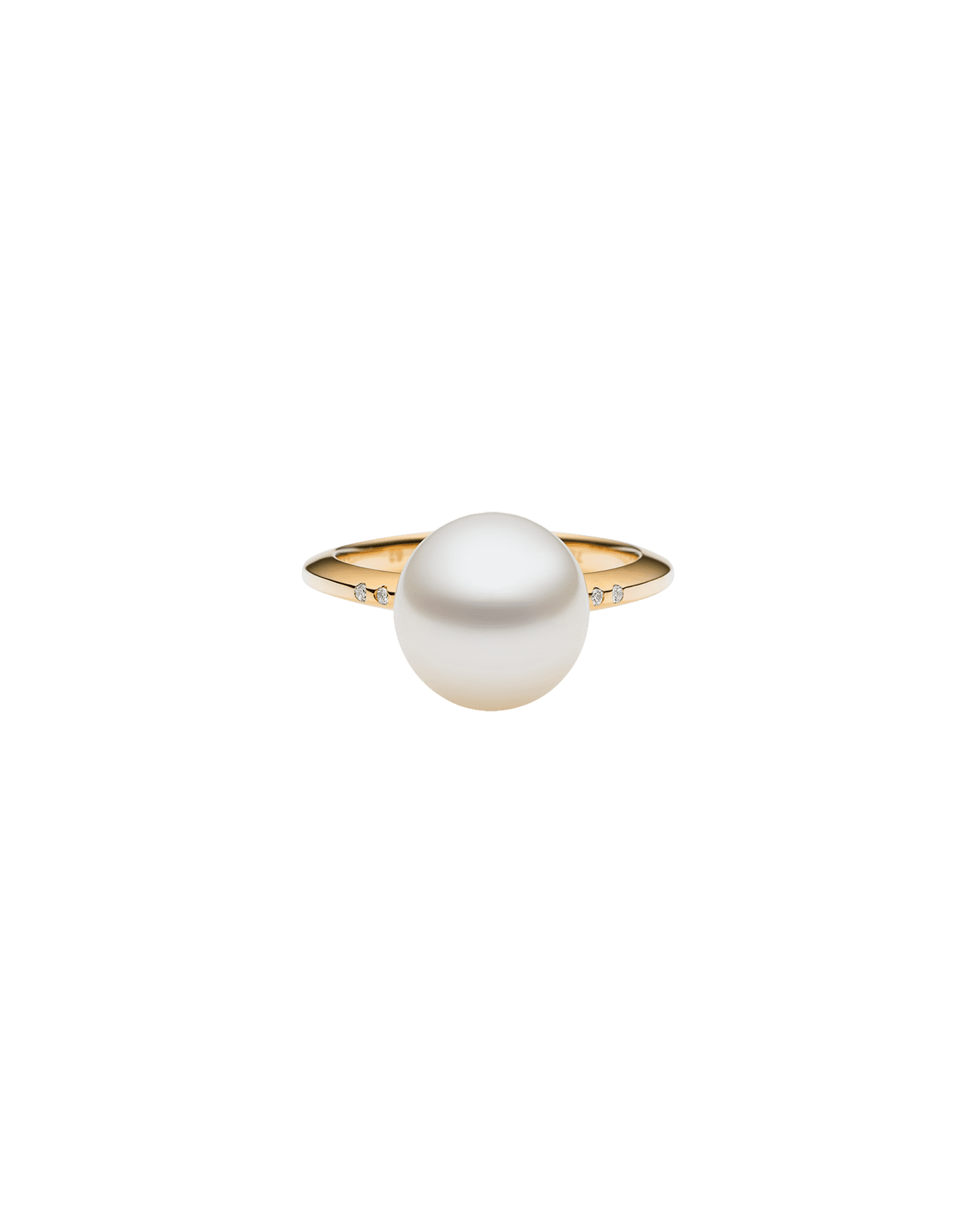 Classic Pearl Ring | 9mm Button Pearl, Diamonds, and Yellow Gold 3