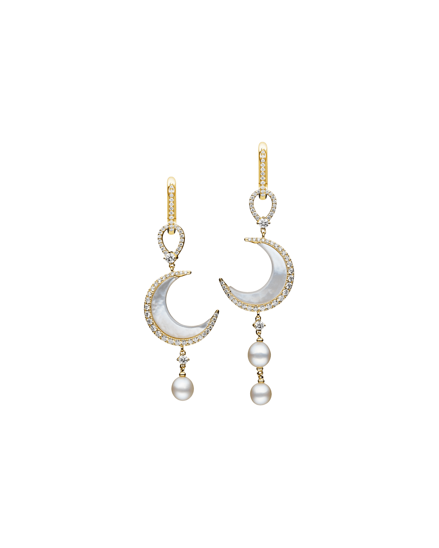 Crescent Moon Mother Of Pearl Diamond and Keshi Pearl Earring Enhancers Yellow
Gold F23AE01YKQ05