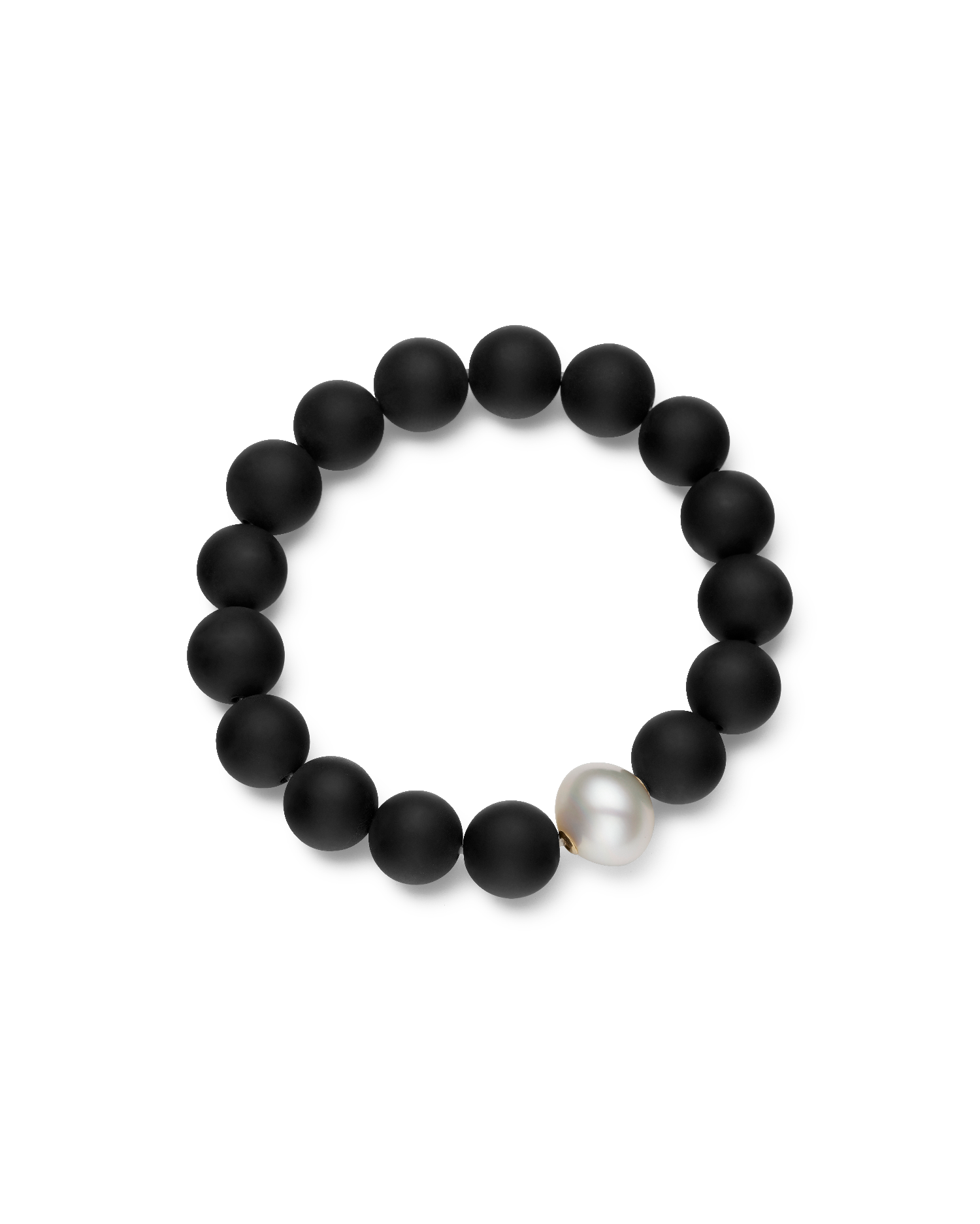 Onyx Pearl Bracelet | 13mm Button Pearl and Onyx
