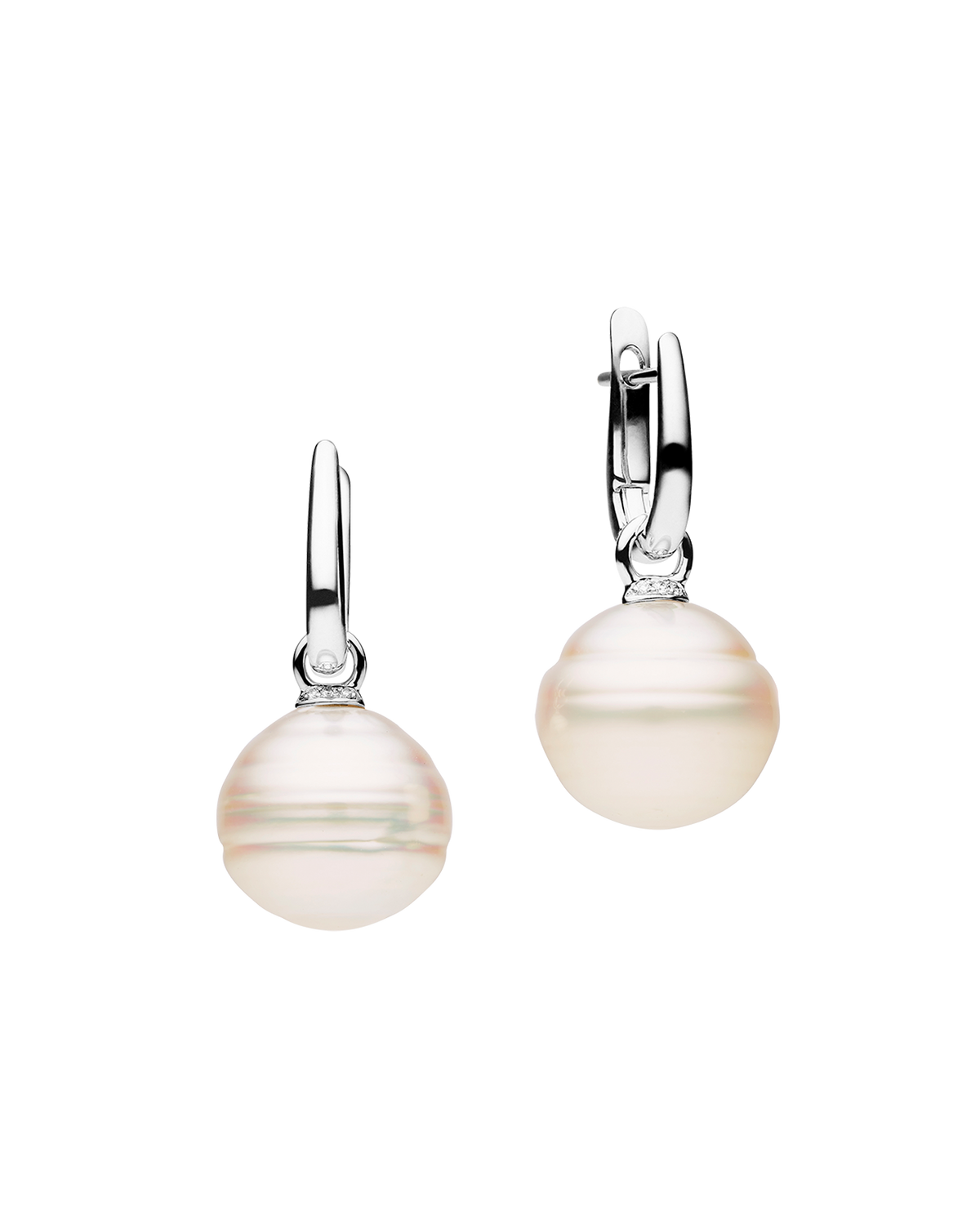 Pearls My Way Earrings | 14mm Circle Pearls, Diamonds, and White Gold