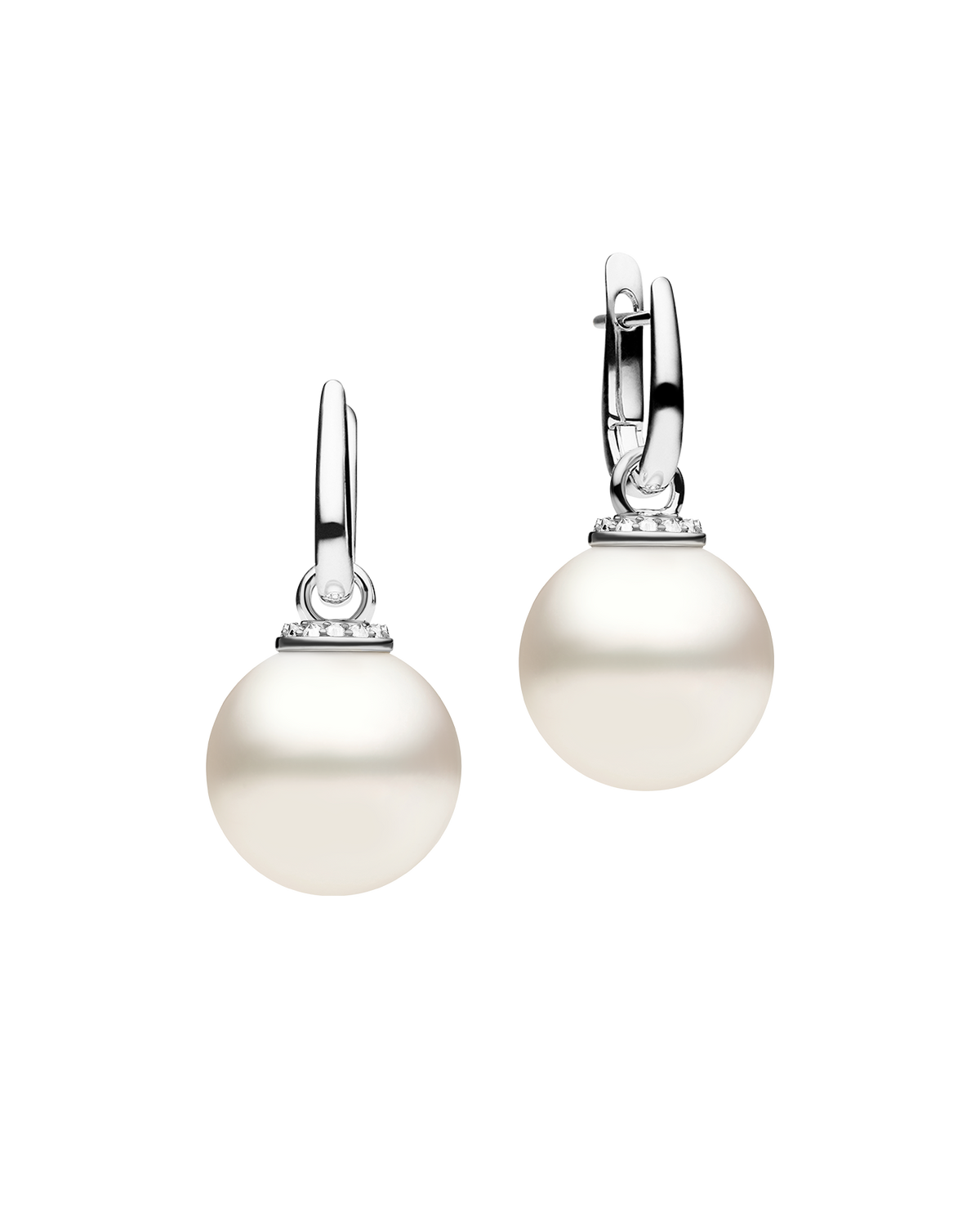 Pearls My Way Earrings | 14mm Round Pearls, Diamonds, and White Gold