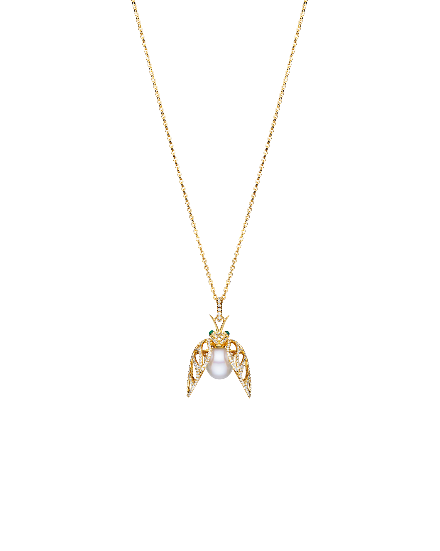 Diamond Cicada Pearl Pendant in Yellow Gold Y18P31YPD13