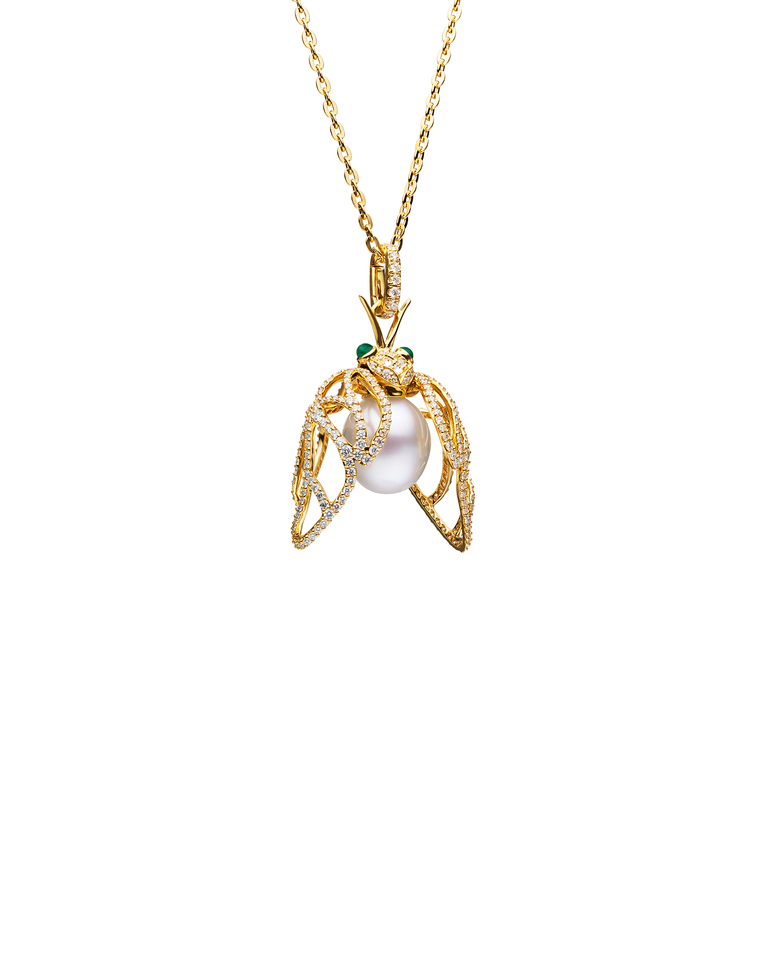 Diamond Cicada Pearl Pendant in Yellow Gold Y18P31YPD13