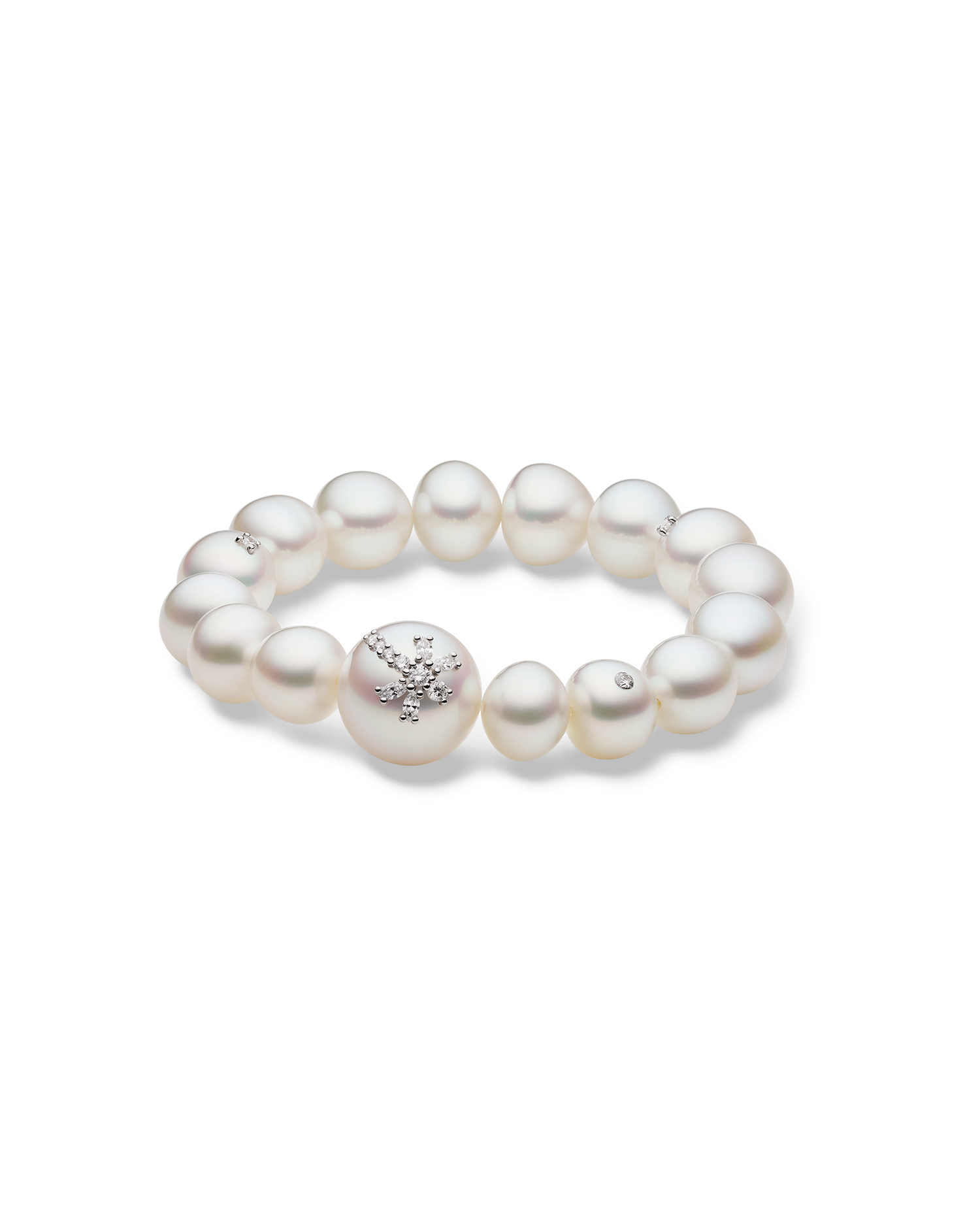 Diamond Dragonfly Pearl Bracelet | 12-17mm Gem Grade Pearls, Diamond, and Platinum