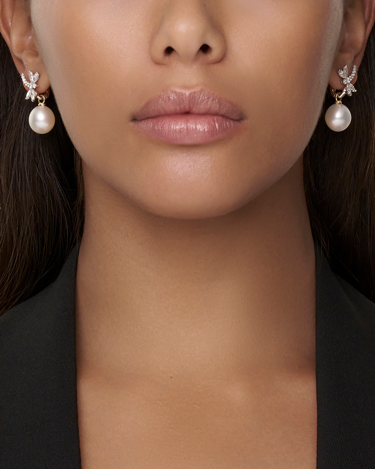 Diamond Dragonfly Pearls My Way On Body WG Earrings DC25E12WPO12