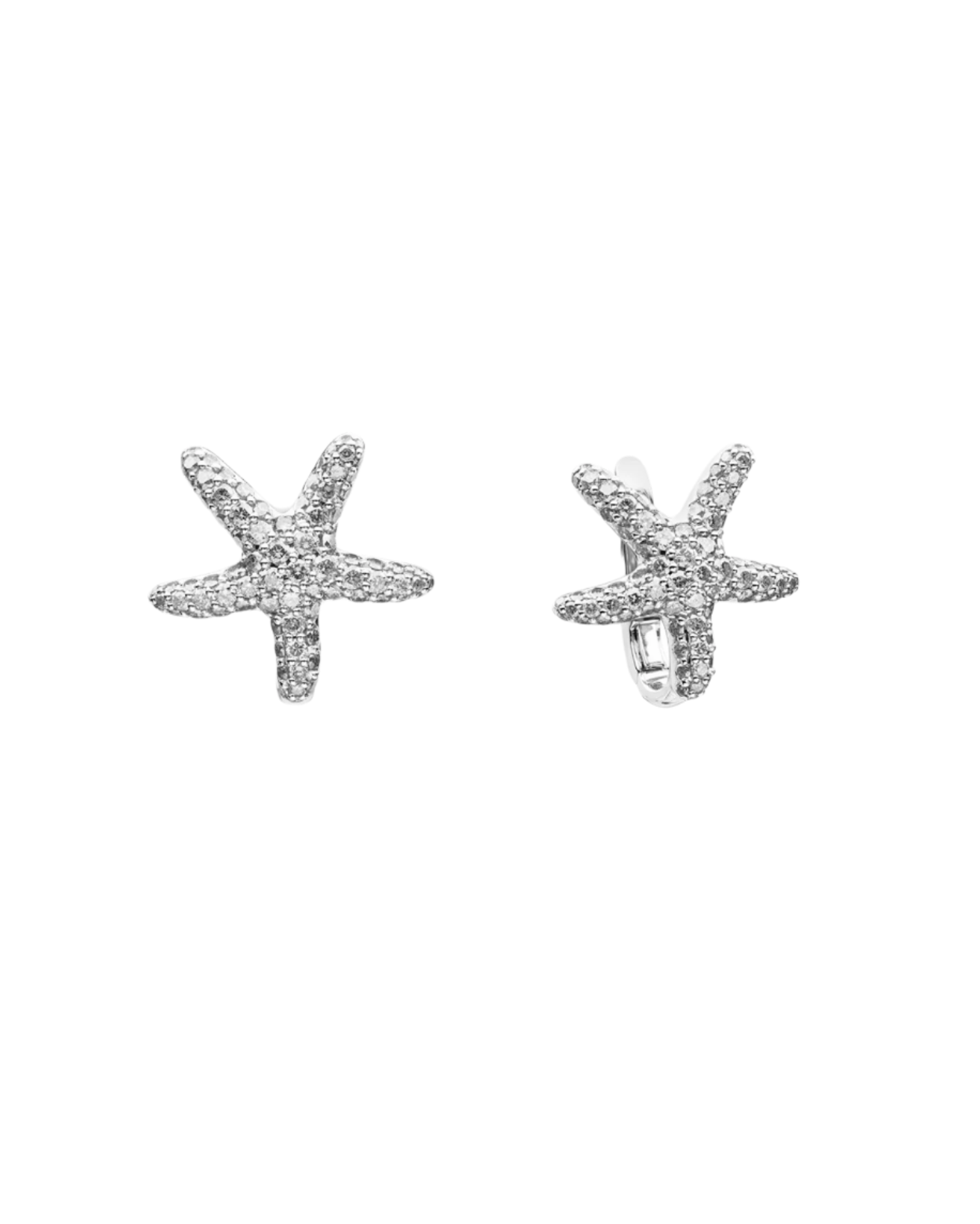Diamond Starfish Earrings in White Gold C25E01W 2
