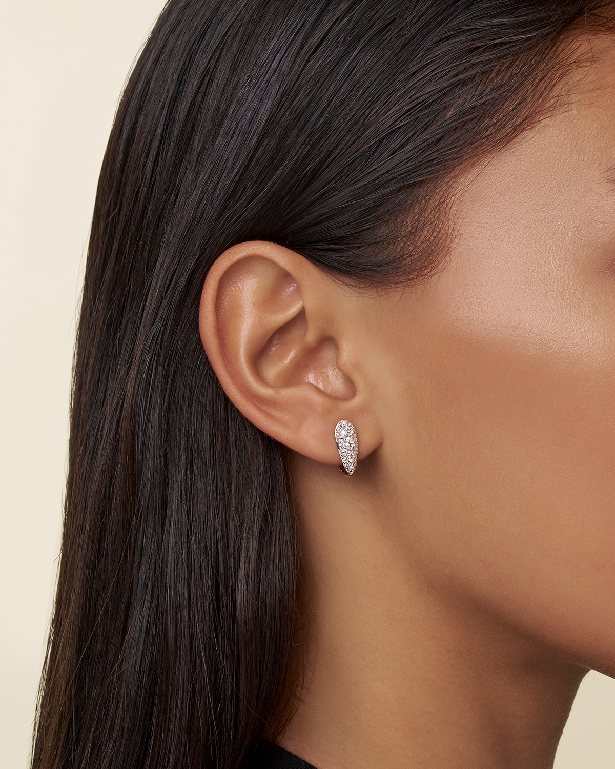 Diamond Touchstone Horseshoe Earrings Diamonds and white gold on body c16e10w