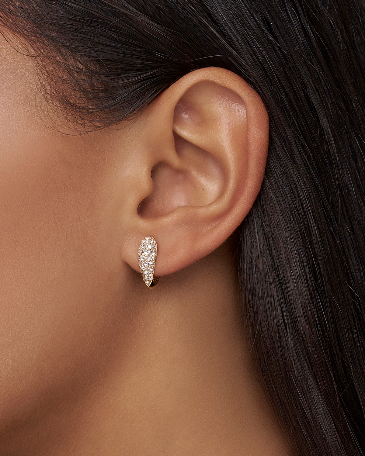 Diamond Touchstone Horseshoe Earrings Diamonds and yellow gold on body C16E10Y