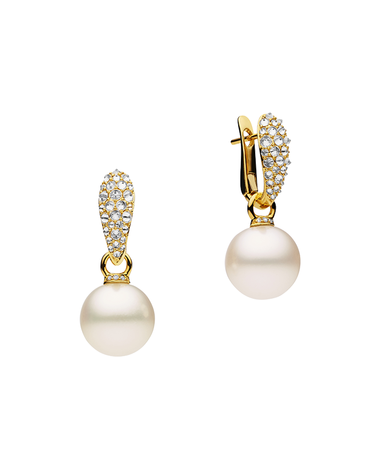 Diamond Touchstone Pearls My Way Earrings in yellow gold 12mm round DYPR12C16E10Y C16E10Y + C16AE03YPR12