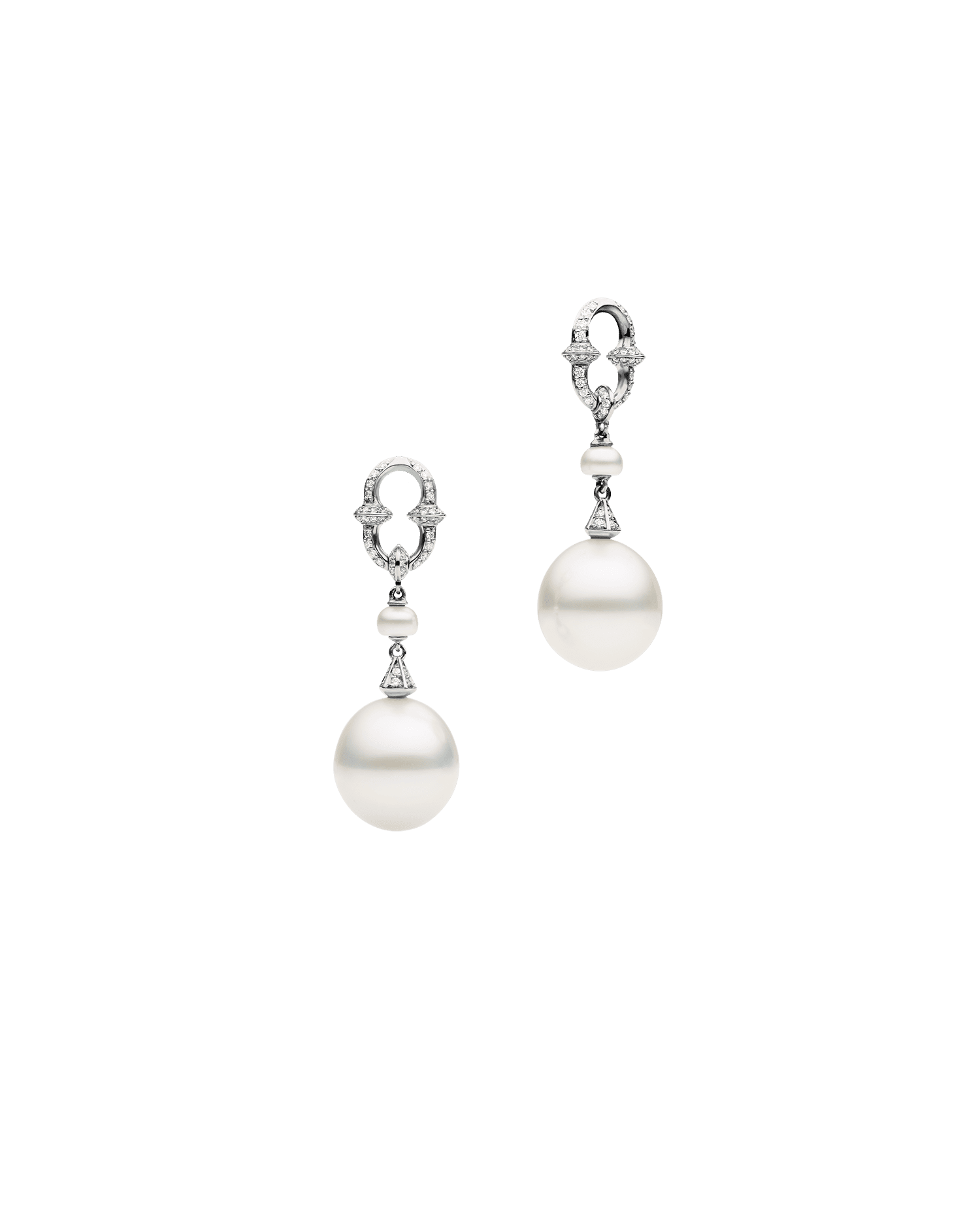 Diamond Anchor Link Pearl Earrings D24AE60WPD13 2