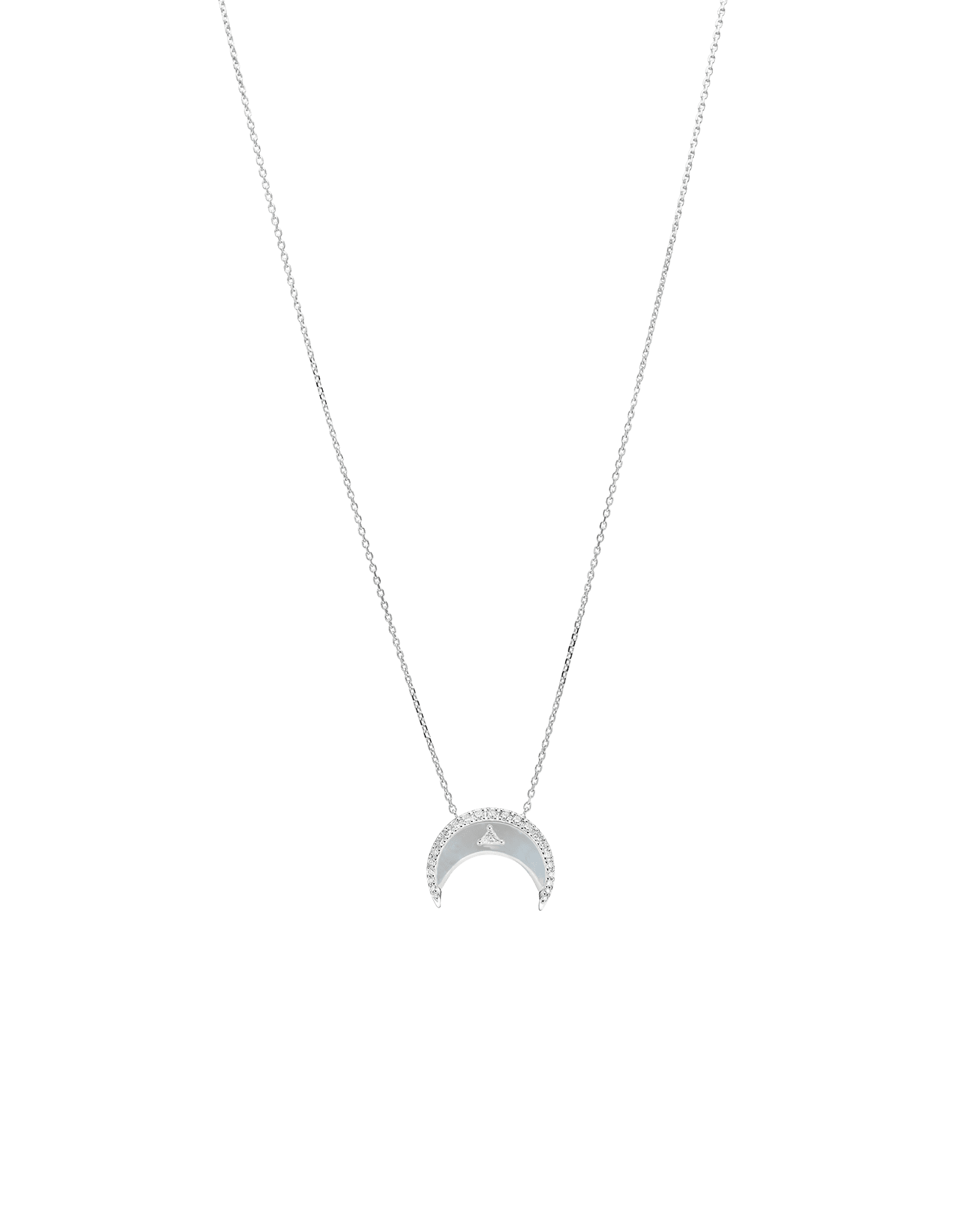 Diamond Crescent Moon Necklace in White Gold F23N02W 2