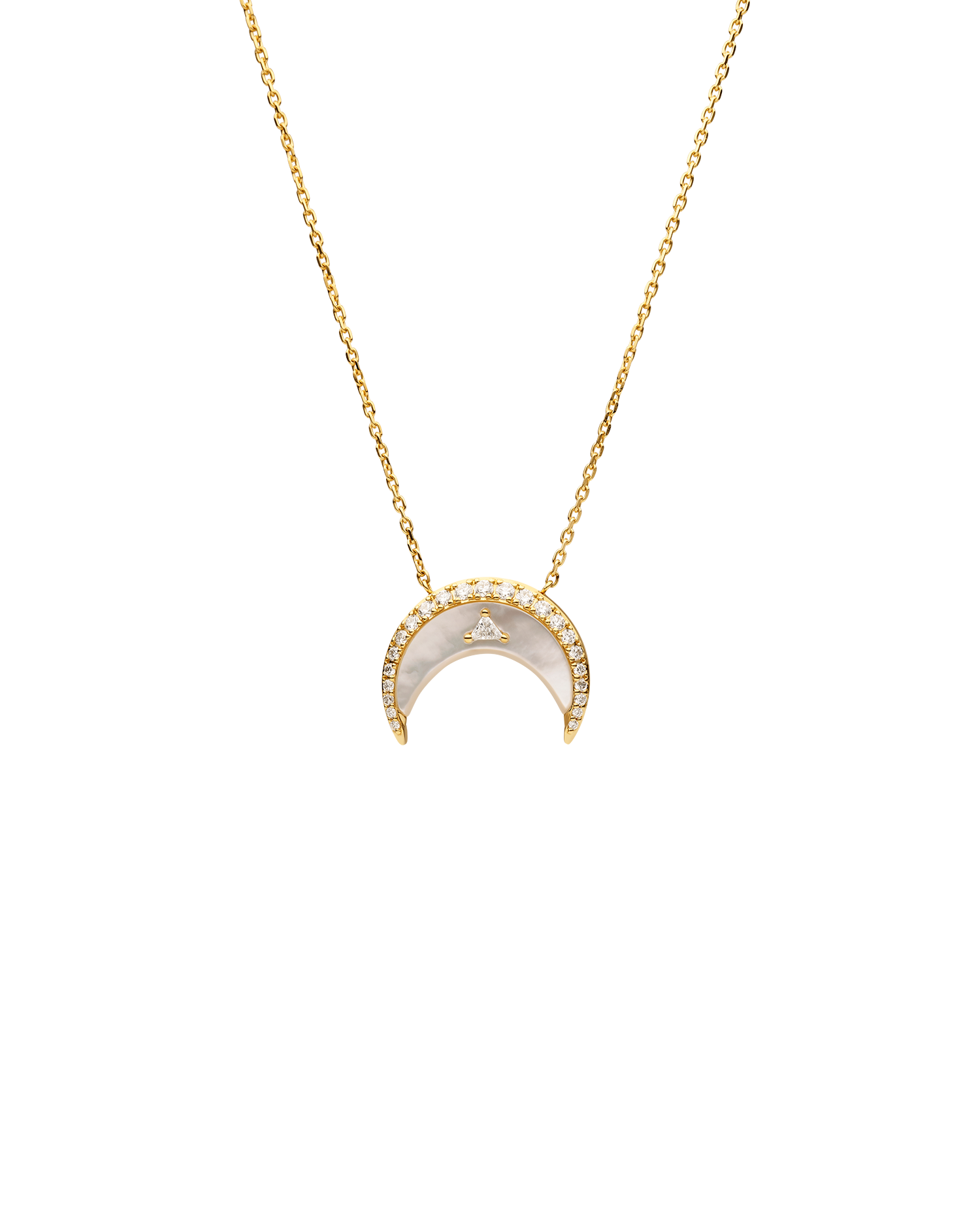 Diamond Crescent Moon Necklace in Yellow Gold F23N02Y 1