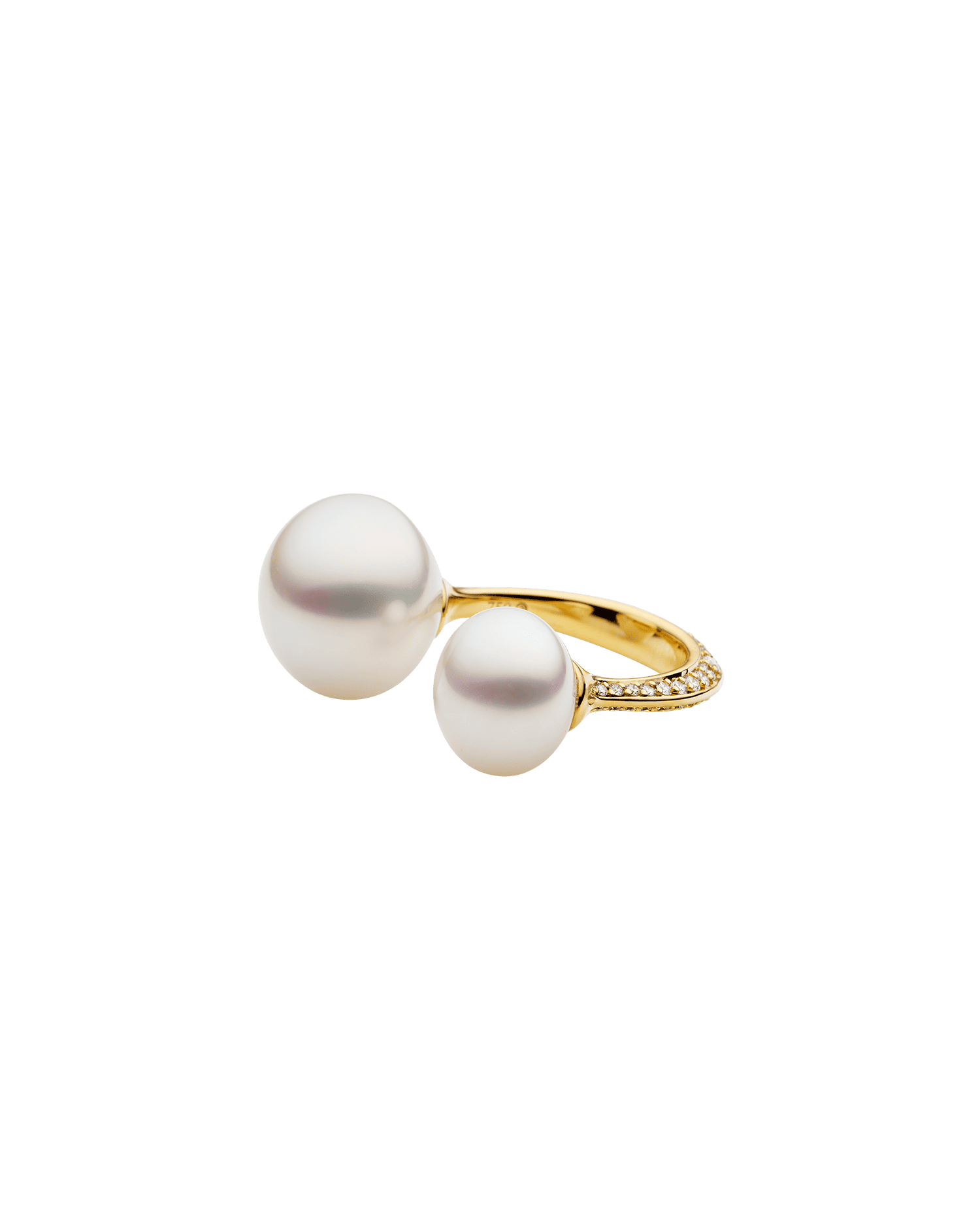 Diamond Double Pearl Split Ring H24R54YPB11